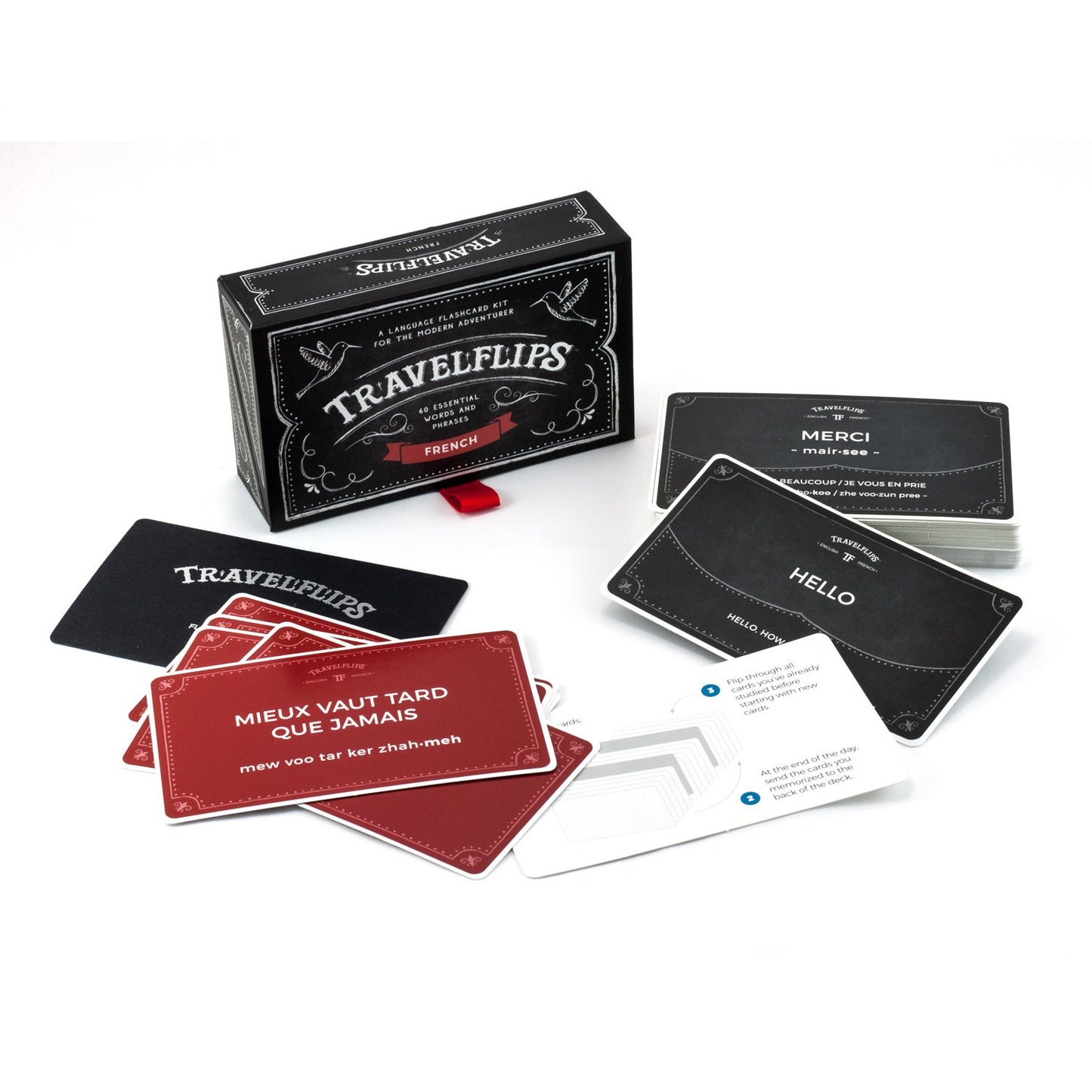 French Flash Cards - Learn French Language Vocabulary Words and Phrases - Easy Sentences for Beginners - Gift for Travelers, Kids, and Adults - Language Cards by Travelflips