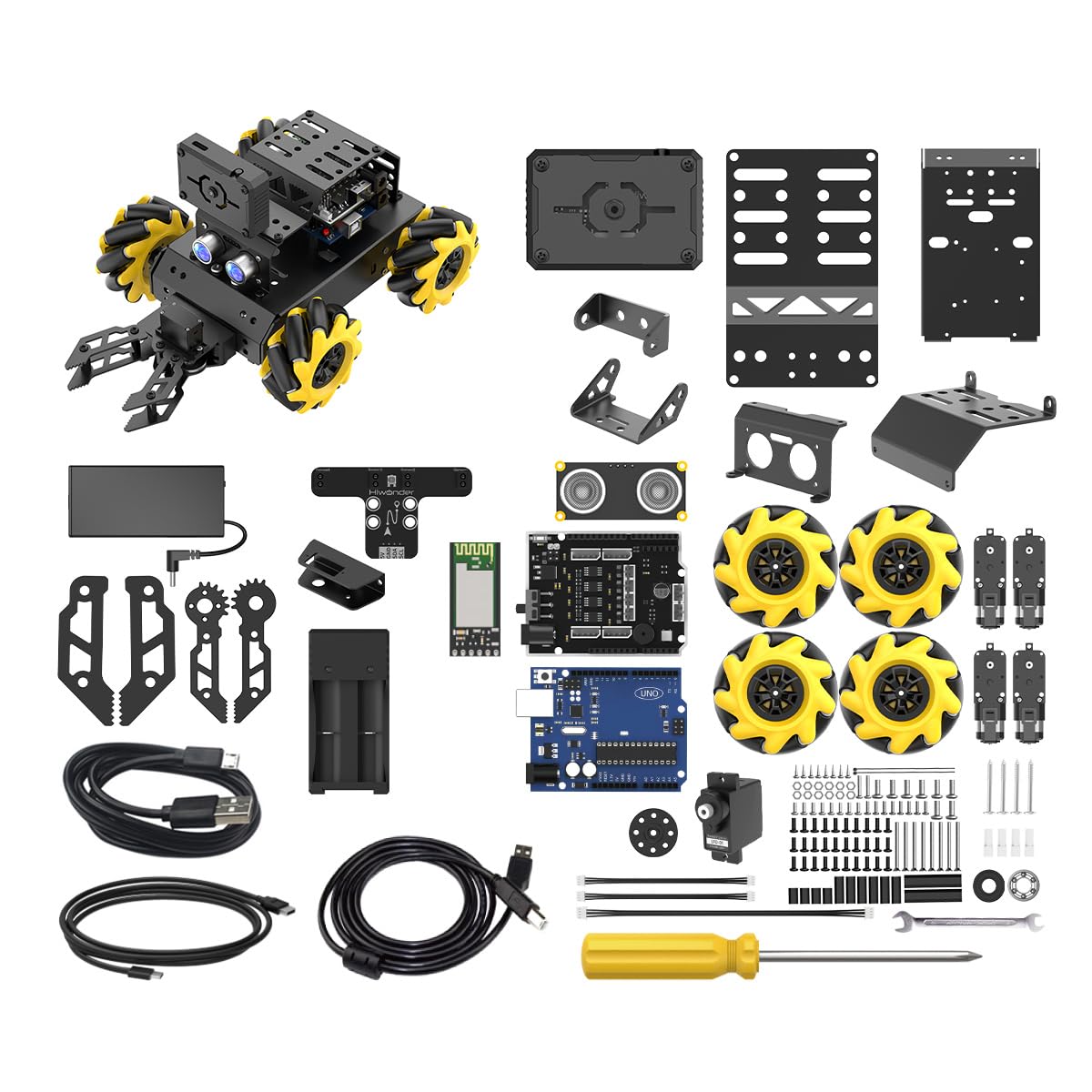 LewanSoul Robotic Kit for Arduino Robot Car AI Camera Vision Recognition Tracking Obstacle Avoidance Pick-and-Place Gripper, Programmable STEM Robot Gift for Ages 12 14 16+, miniAuto Advanced Kit