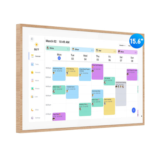 Digital Calendar, 15.6 Inch Wall Planner Electronic Calendar & Chore Chart, Smart Touchscreen Interactive Display for Family Schedules, Great for Organizing Your Routines, Wall & Desk Mountable