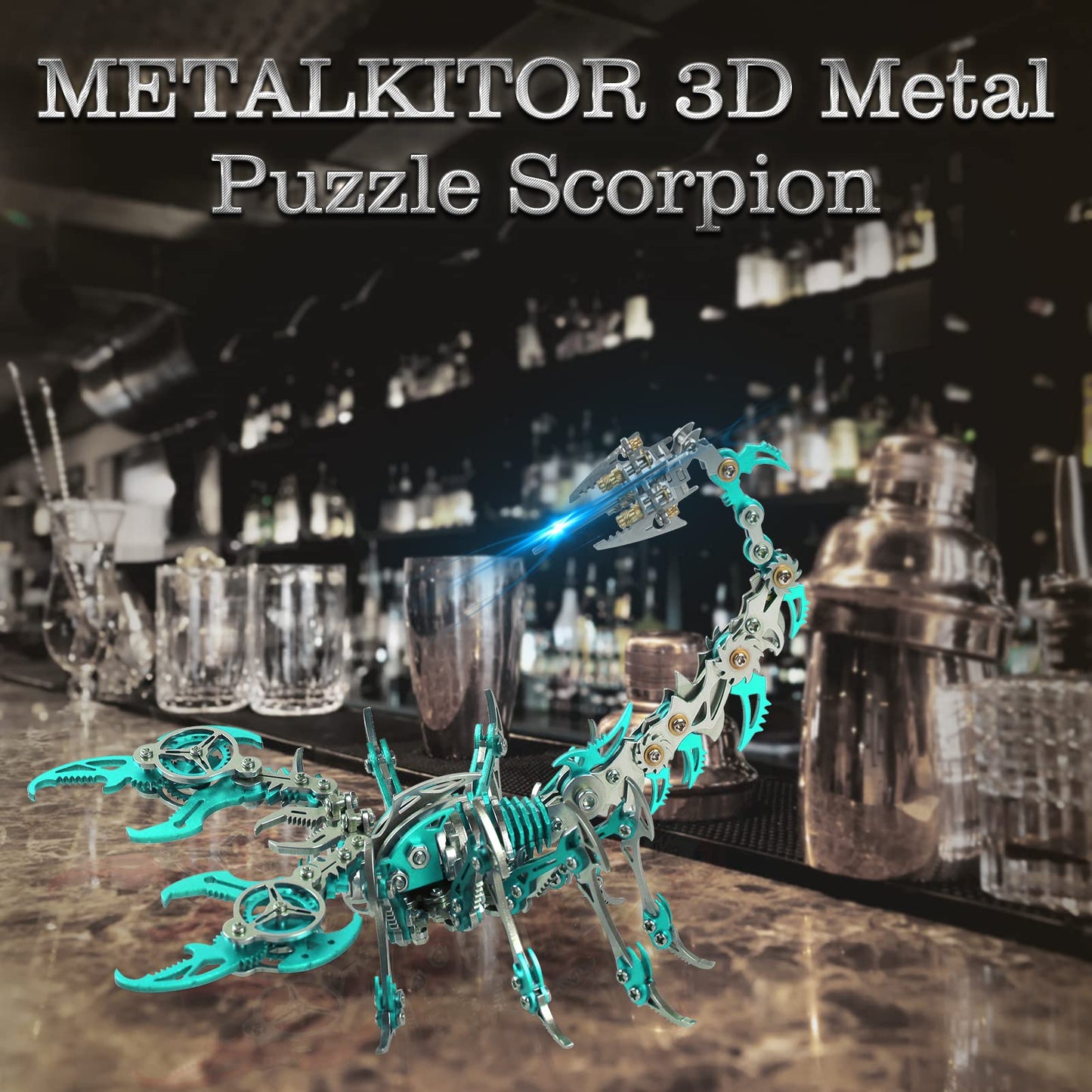 Metalkitor Scorpion 3D Metal Puzzles Kits for Adults Teens – 454 Pcs – Mechanical Assembly Models – 4 Hours to Build – Ideal for Gifts and Decorations (Green)