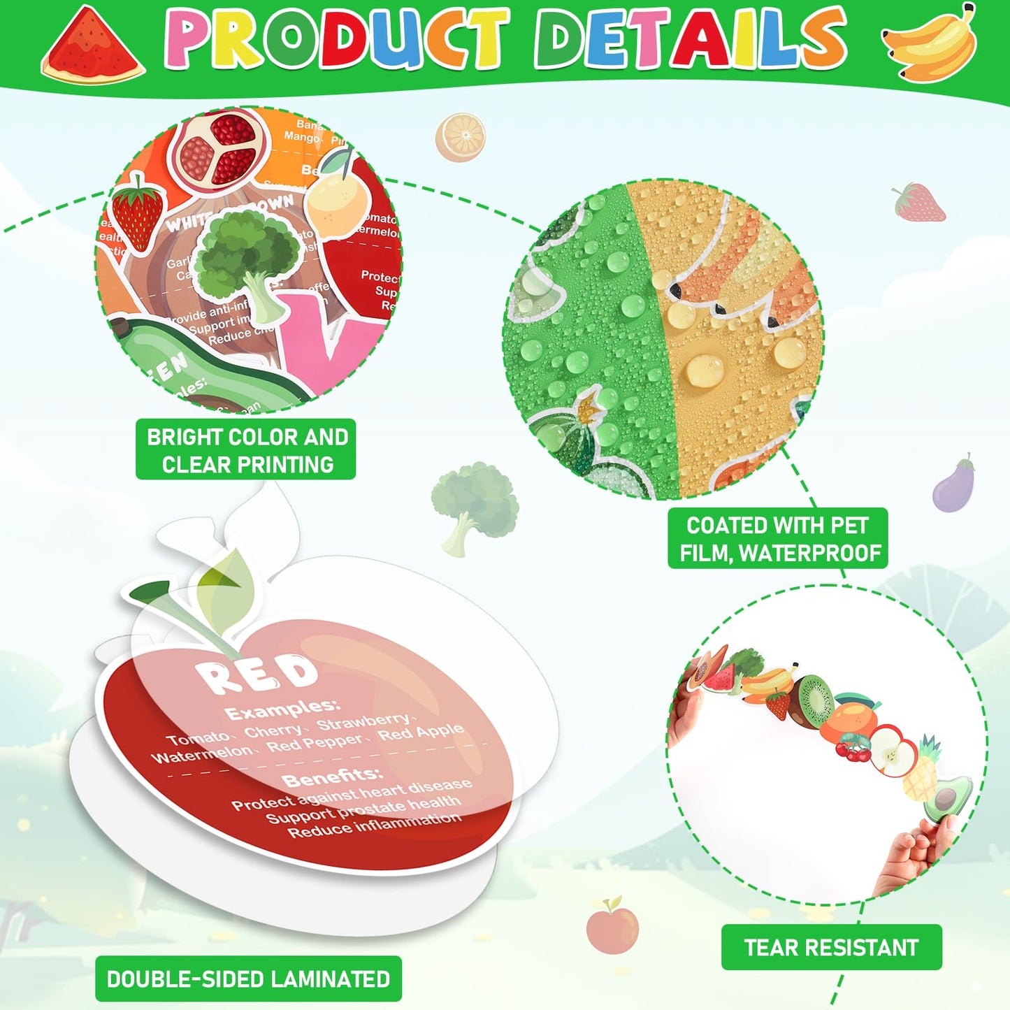 Eat A Rainbow Bulletin Board Set Healthy Food Fruit Vegetable Classroom Decoration Nutrition High Fiber Foods Cutouts Healthy Eating Board Border for Back to School Chalkboard Wall Decor Supplies