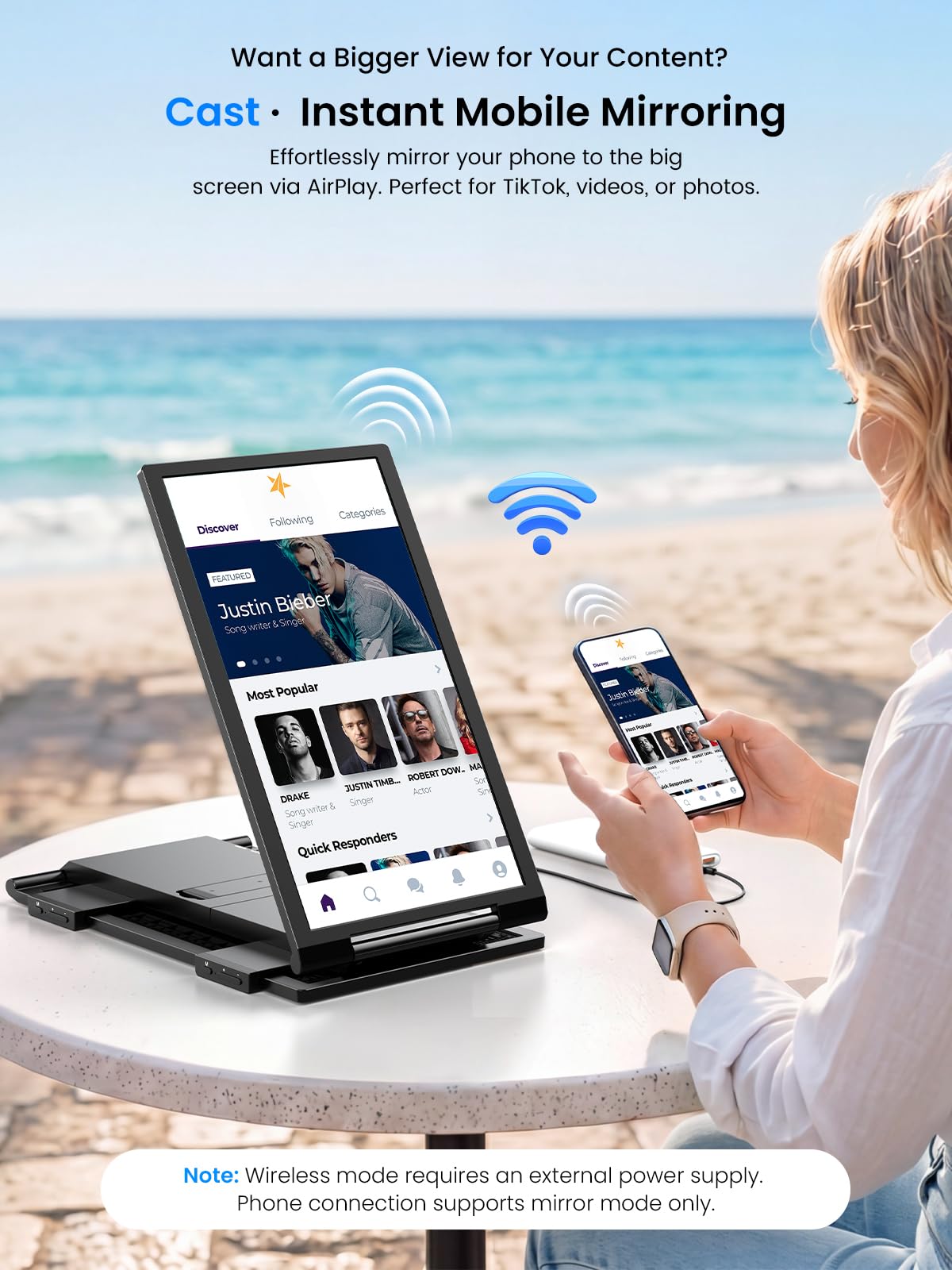 UPERFECT Laptop Screen Extender, 14'' Wireless Triple Portable Monitor, Ultra-Slim Dual Travel Monitor 125% sRGB One Cable Plug -Play Extender Monitor for MacOS/Win/Android, Fits 13.3-17.3" Laptops