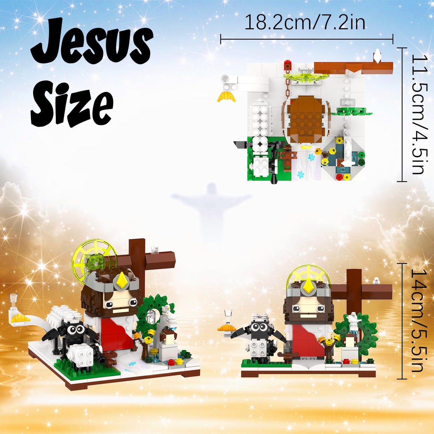 Tenhorses Jesus Building Block Sets, Little Jesus Christ Toy Figures Christianity Decor, Easter Christmas Christian Gifts for Women Men Kids Age 6+.(351PCS)