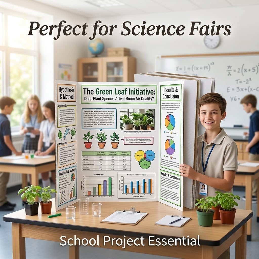 Trifold Poster Board, 24" x 16", White Corrugated Project Boards for Science Fairs, Event Displays, and Business Presentations，School Projects,3-Pack
