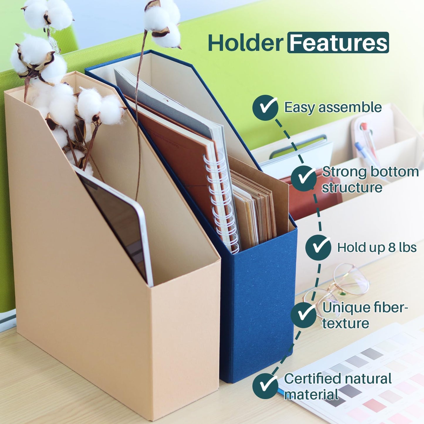 LifeSto Magazine Holder - File Holder and Desk Organizer, Cardboard Book Organizer and Storage Box for Documents, Magazine Holder Rack for Office, Home and Classroom (Latte Brown, 6-Pack)