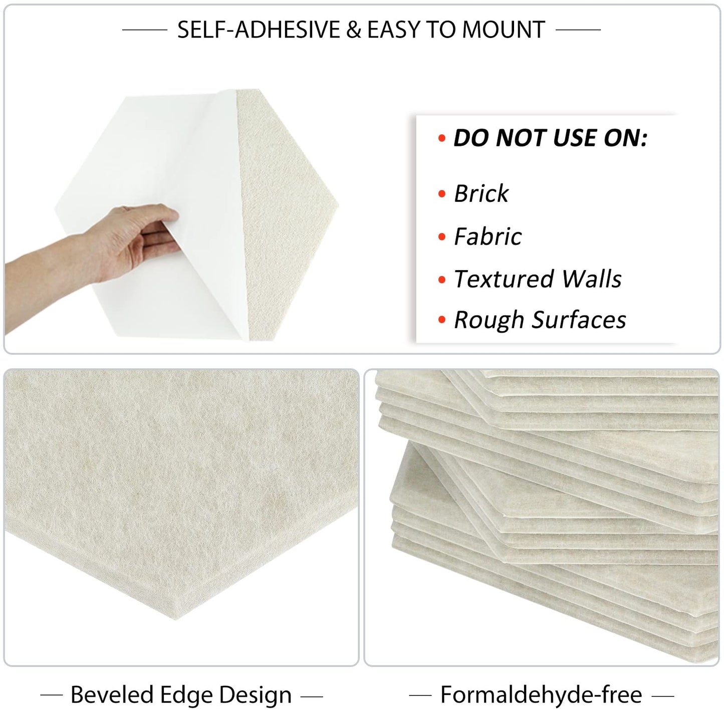 BXI Large Hexagon Felt Bulletin Board - 14.2 X 12.3 X 0.4 Inches 6 Pcs Self-Adhesive Poster Cork Board 30 Push Pins, Pin Tiles Display Vision Board, Photo Picture Panels for Home Office Classroom