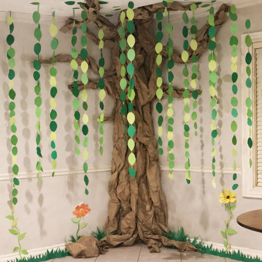 Suncalla Classroom Tree Bulletin Board Set DIY 3D Classroom Ceiling Wall Decor with Kraft Paper & Mounted Traceless Hooks for Jungle Safari Hawaiian Luau Party Supplies(Willow)