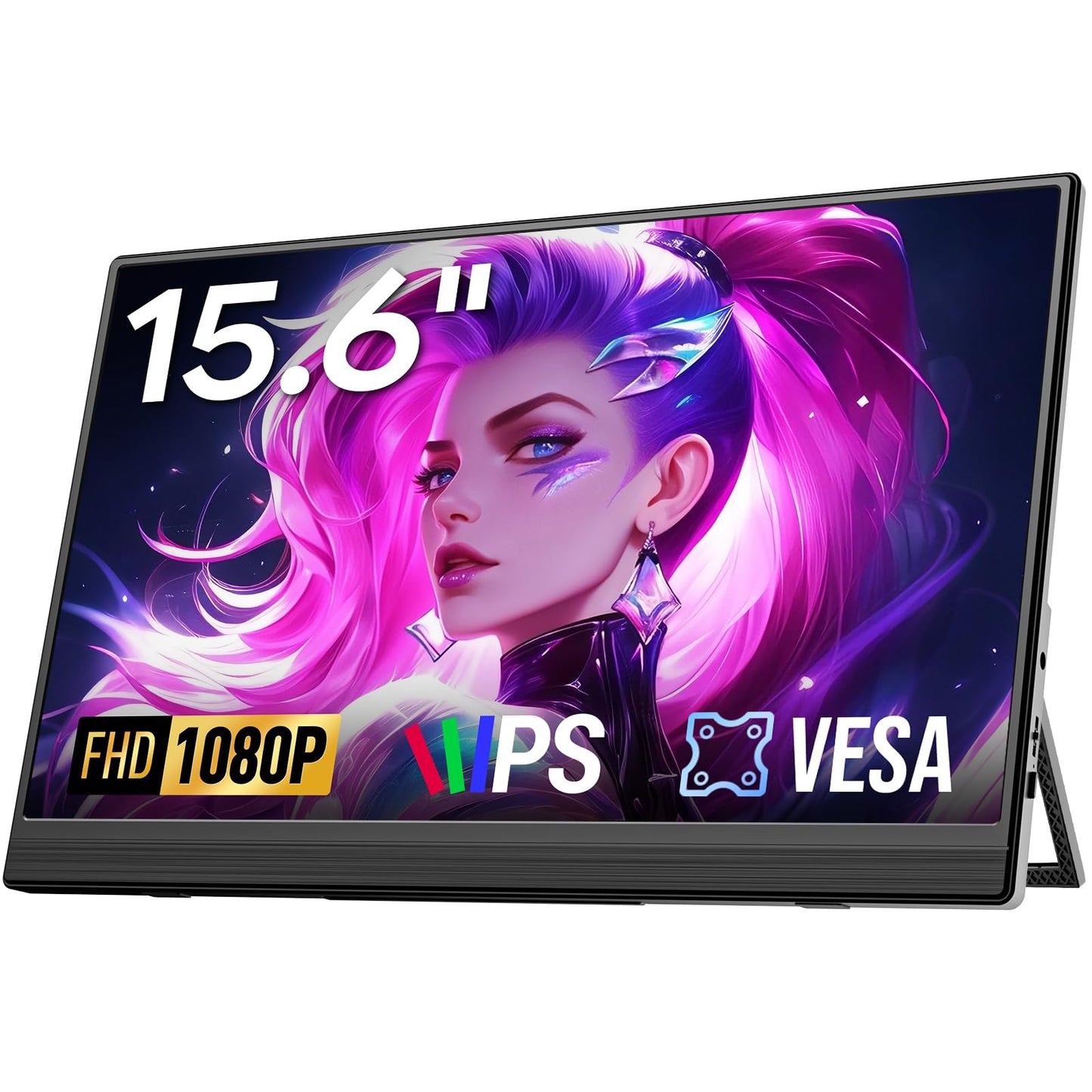Dopesplay 15.6'' Portable Monitor, FHD 1080P Laptop Screen Extender, Ultra-Slim IPS HDR Travel Display with Speaker, Dual Full-Function USB-C & HDMI External Monitor for Mac PC Phone Xbox PS5 Switch