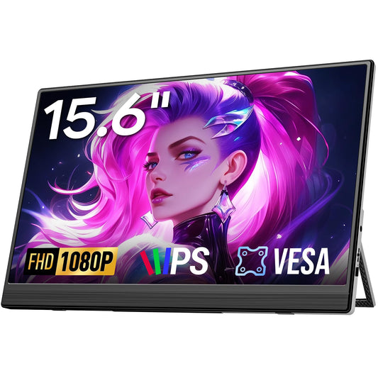 Dopesplay 15.6'' Portable Monitor, FHD 1080P Laptop Screen Extender, Ultra-Slim IPS HDR Travel Display with Speaker, Dual Full-Function USB-C & HDMI External Monitor for Mac PC Phone Xbox PS5 Switch