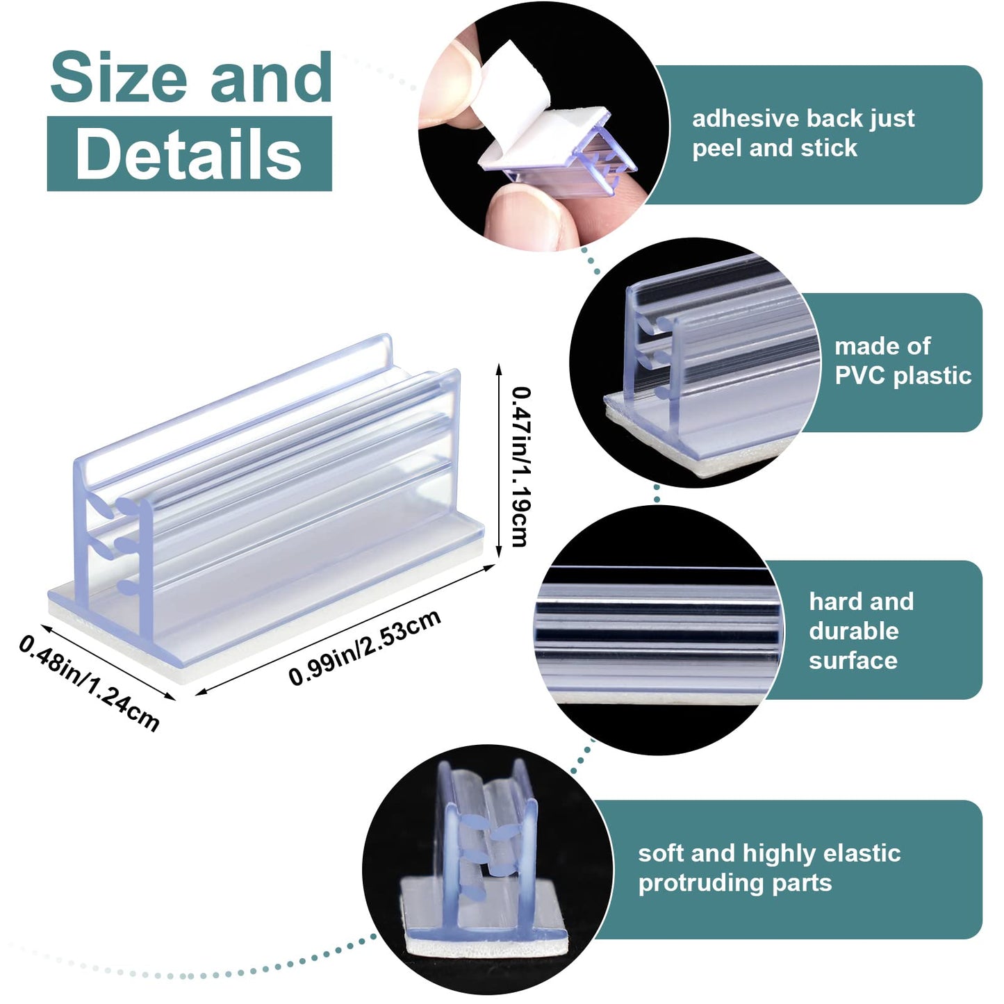 200 Pcs Self Adhesive Sneeze Guard Holder Acrylic Panels Name Tag Holders for Desks Ticket Sign Adhesive Clips for Cards Photos 1 x 0.5 x 0.5''
