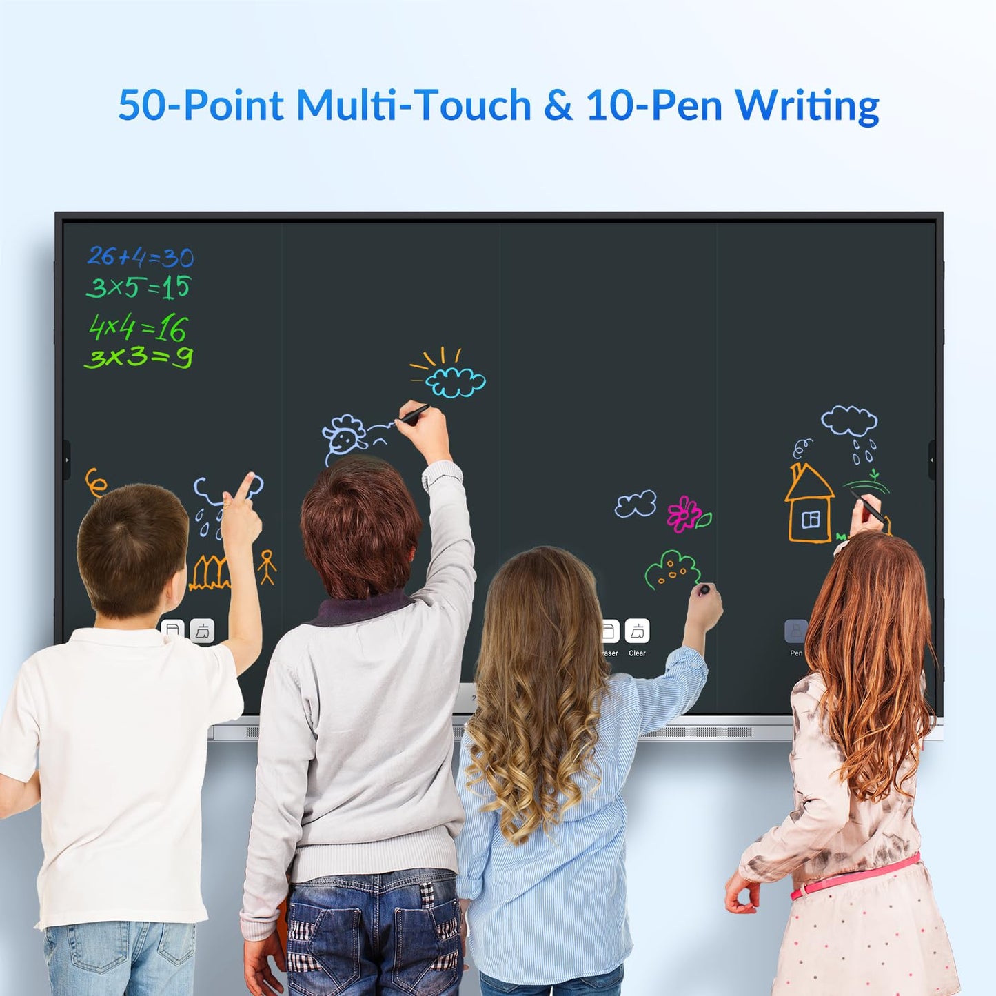 NEWORK 75 Inch 4K Smart Board - Google EDLA-Certified Interactive Whiteboard, Android 14, 50-Point Touch, Wireless Casting - Digital Whiteboard for Classrooms & Hybrid Offices (Board Only)