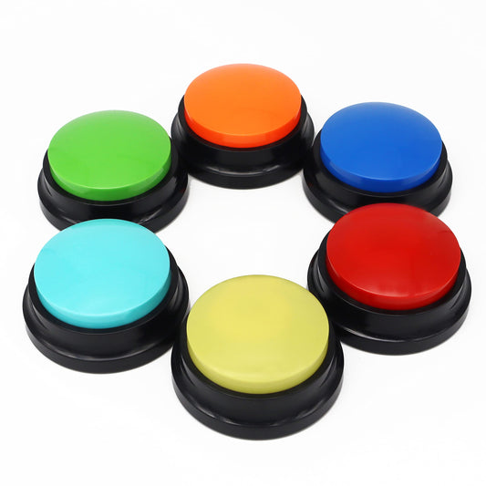 Voice Recording Button, Dog Buttons for Communication Pet Training Buzzer, 30 Second Record & Playback, Funny Gift for Study Office Home, 6 Packs