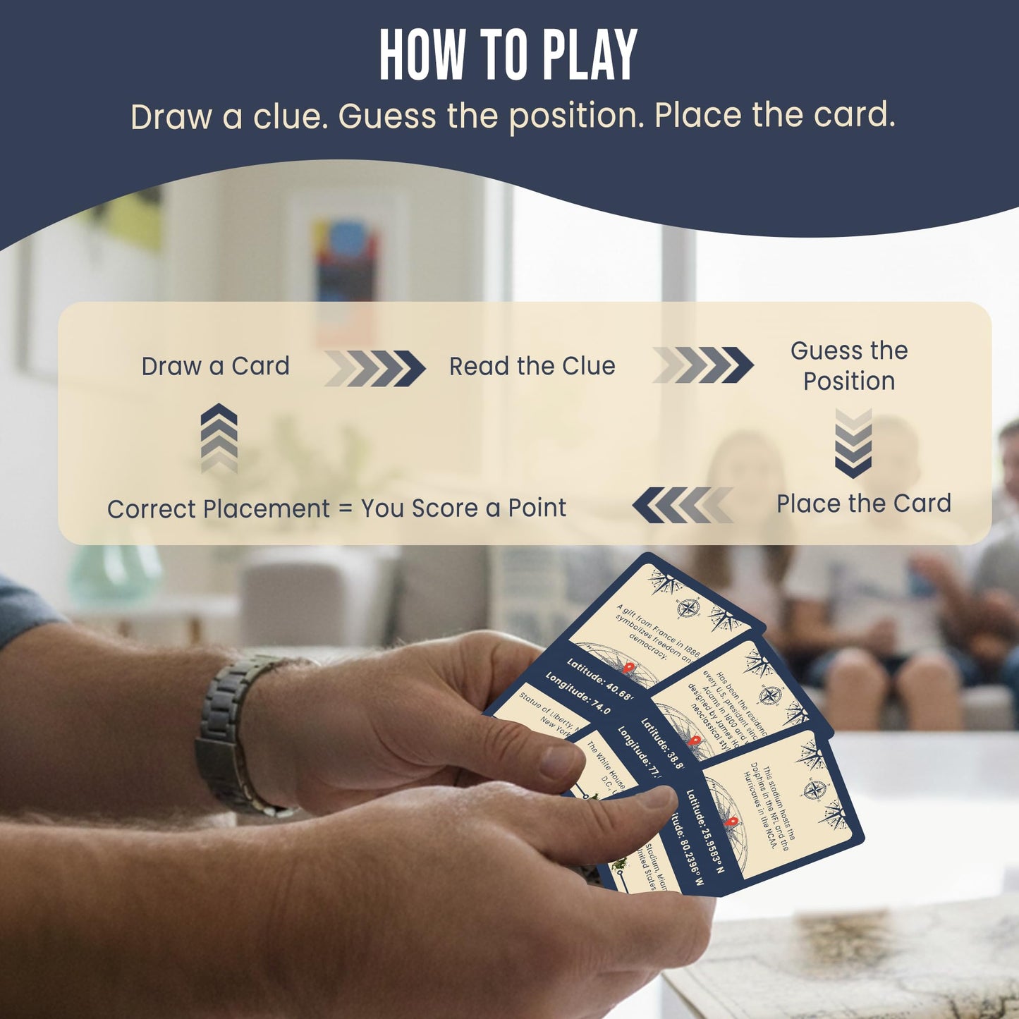 Coordinates North America Geography Game - Educational Card Game for Kids and Adults - Better Than Flash Cards - Build World Geography Skills Learning About North America