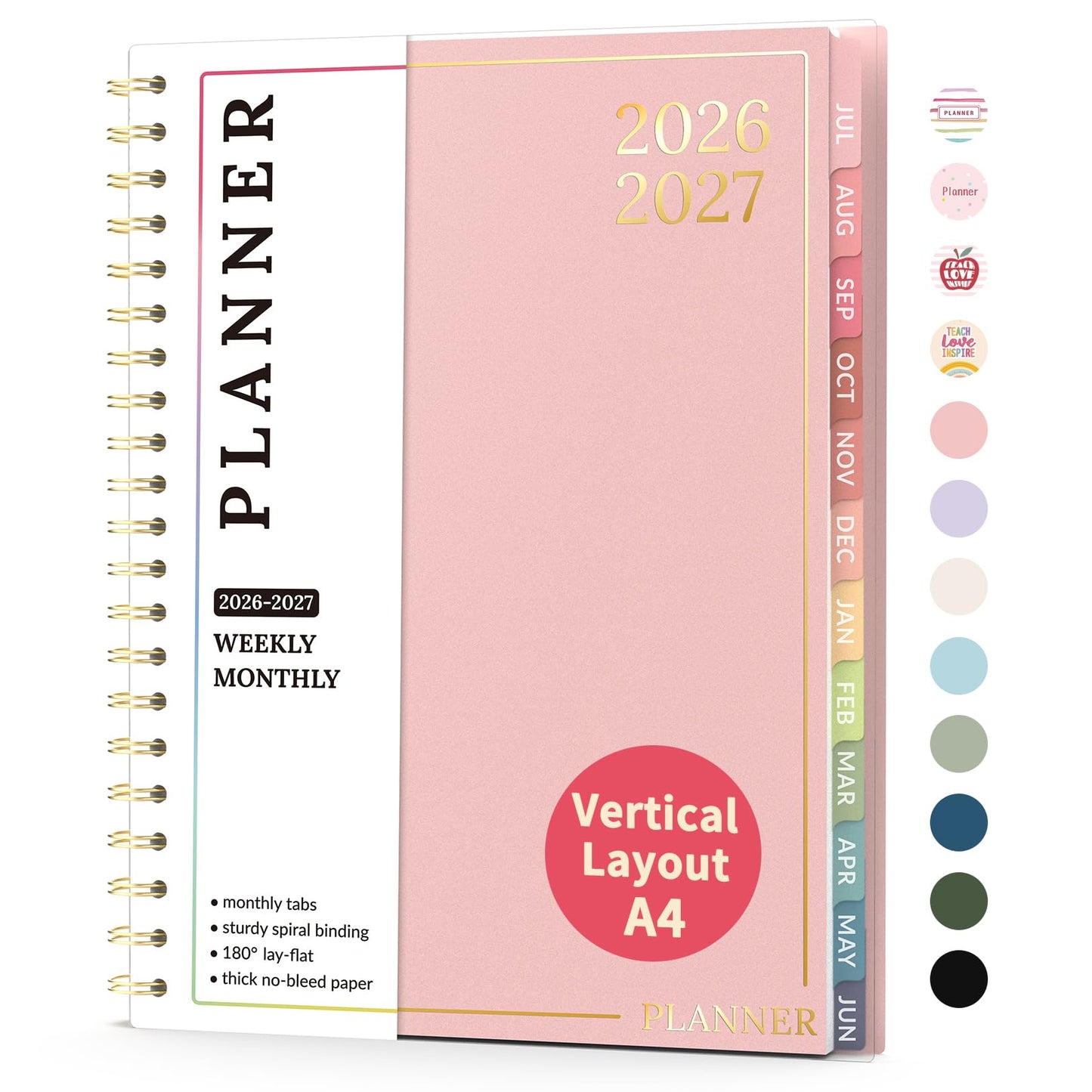 Teacher Planner 2026-2027, Forvencer Academic Planner 2026-2027, Jul 2026 - Jun 2027, 8.5"x11", Weekly & Monthly Planning Book with 7 Periods, School Agenda for Teacher Student Homeschool, A4, Pink