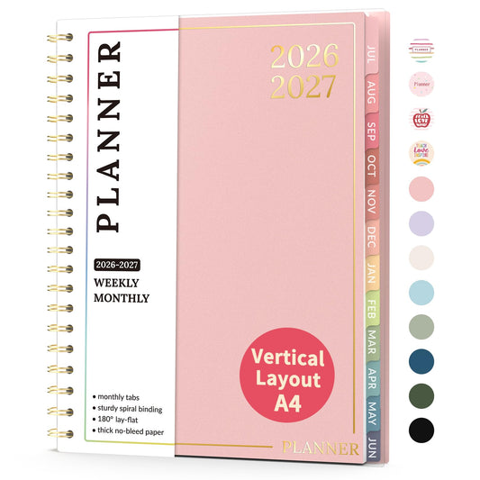 Teacher Planner 2026-2027, Forvencer Academic Planner 2026-2027, Jul 2026 - Jun 2027, 8.5"x11", Weekly & Monthly Planning Book with 7 Periods, School Agenda for Teacher Student Homeschool, A4, Pink