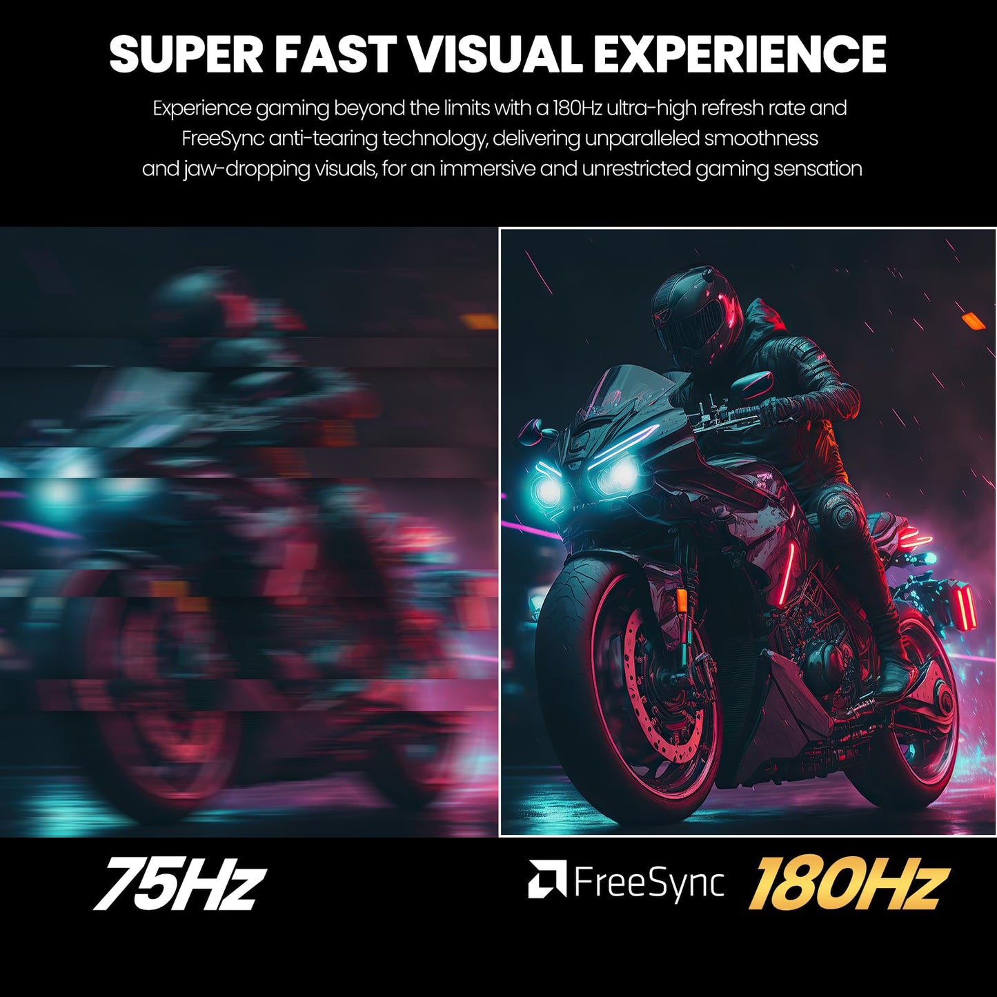 CRUA 24.5Inch Gaming Monitor 165Hz/180Hz, FHD(1920x1080P) 120% sRGB Computer Monitor, Height/Pivot/Swivel/Tilt Adjustable Vertical Monitor, Support FreeSync, DP,HDMI, Wall Mount (75mmX75mm)