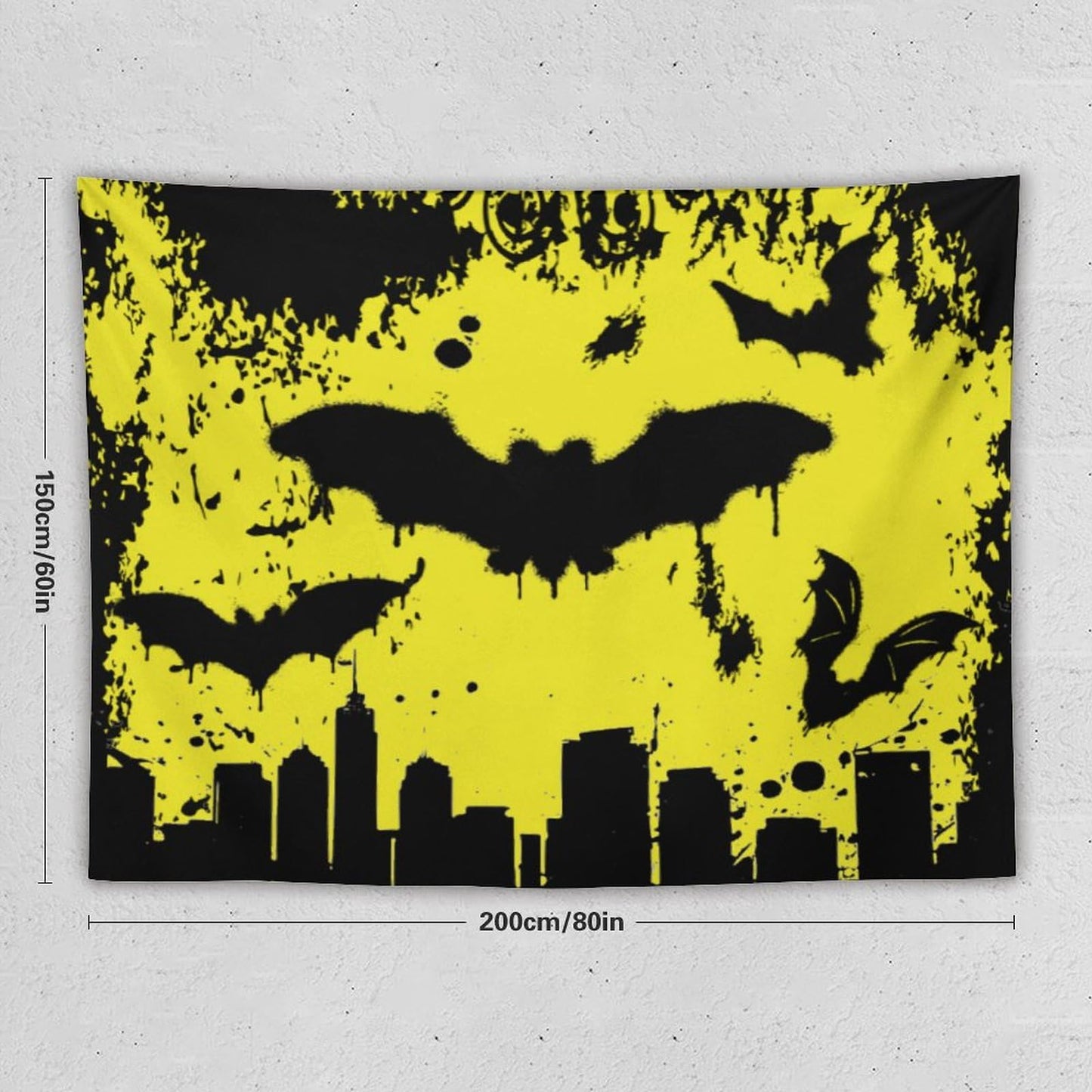 Bat Tapestry,Yellow and Black Design Cartoon Tapestry for Boys Girls Teens,Modern Art Print Tapestry Wall Hanging Home Décor for Game Room Play Room Bedroom Living Room 80" x 60"