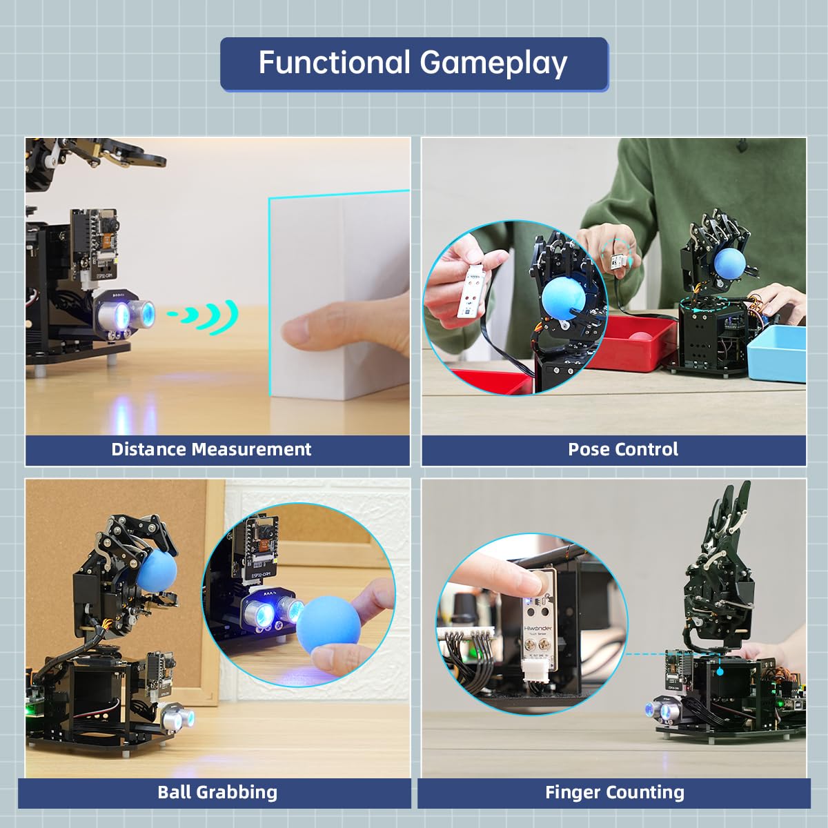 Robot Hand with Arduino Open Source AI Bionic Robotic Hand Five Fingers Solely Movement Mechanical Arm DIY Smart Robot & Engineering Kits, Science/Coding/Programming Set, Starter Kit