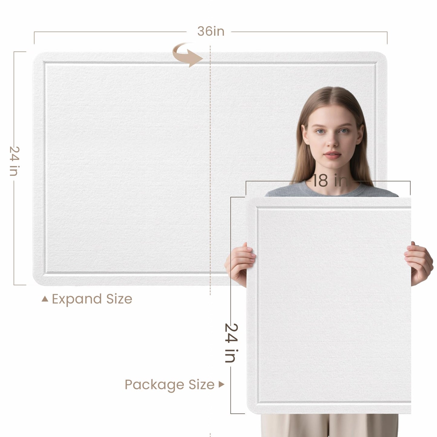 Lightomorrow Bulletin Board, 36 x 24 inches Felt Board - Decorative Pin Board, Cork Board Alternative for Wall, 3' x 2' Foldable Self-Adhesive Vision Board Prayer Board with 20 Pushpins - White