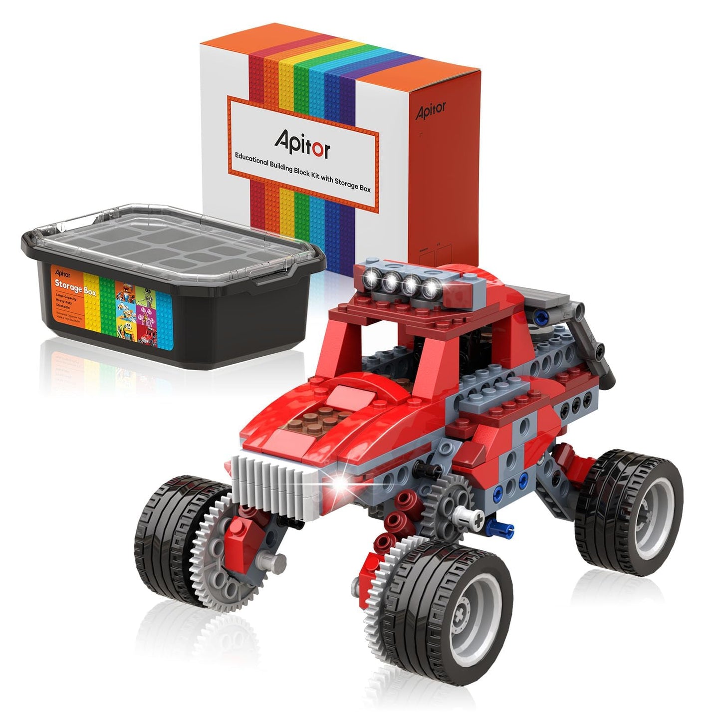 Apitor Robot B STEM Kits - Includes Large Storage Organizer, 8 in 1 Electric Monster Truck Building Toys for Kids 6-8 8-10, Educational Construction Science Kit for Boys 6-12 Christmas Birthday Gift