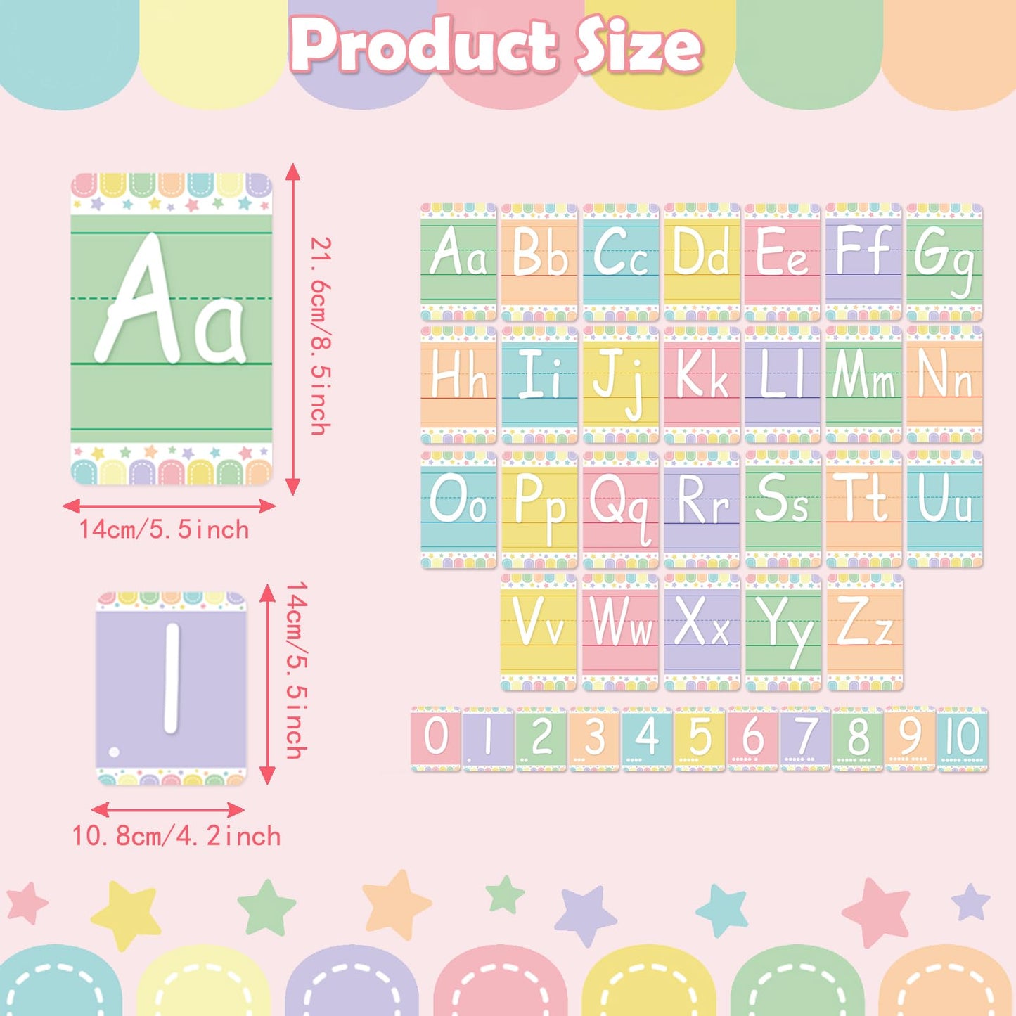 Adduster Bulletin Board Letters - ABC Alphabet Poster Classroom Decorating Set Toddler English Poster Kindergarten Elementary Classroom Nursery Home Wall Decoration（Soft Tones）
