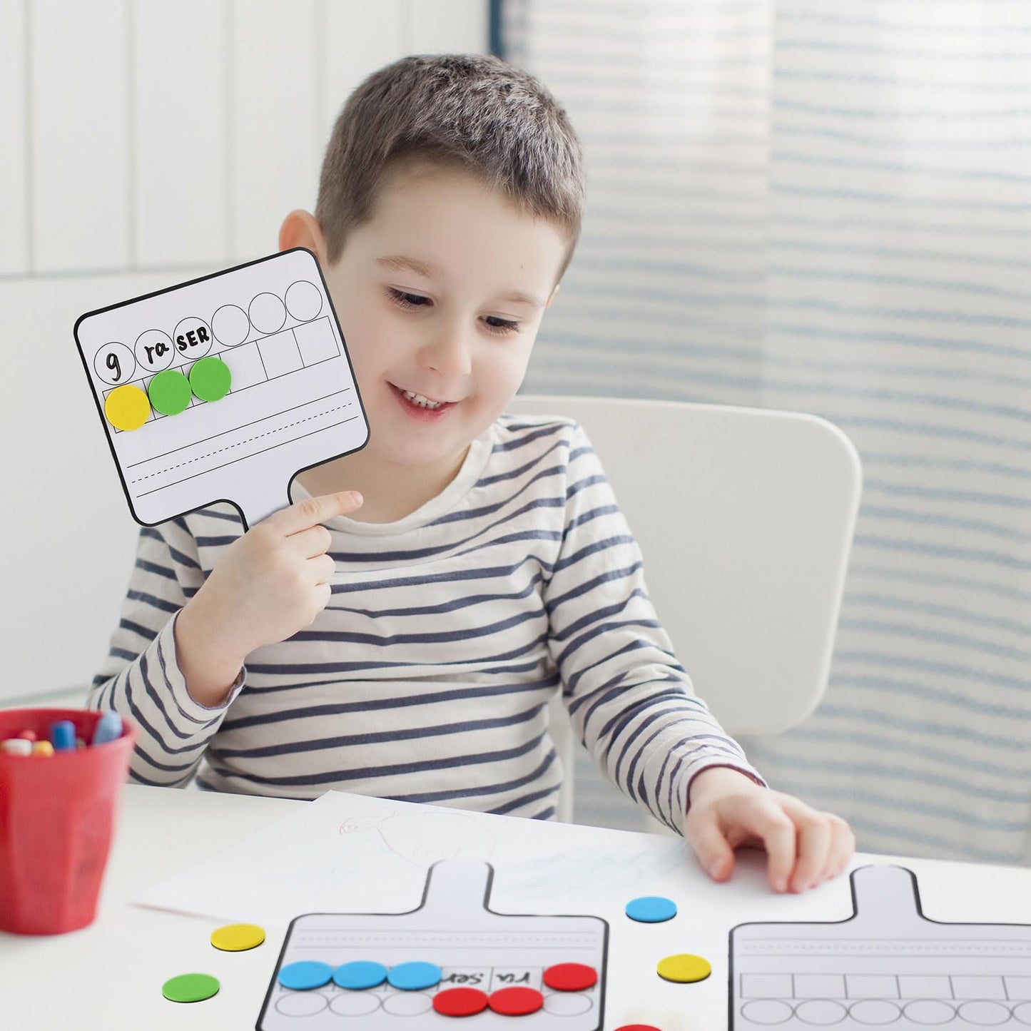 Seajan 6 Pcs Magnetic Dry Erase Boards 8.3" x 9.8" Double-Sided Handheld Answer Boards with Counting Discs Phonics & Literacy Game Toy for Kids Students Teacher & Classroom(Black)