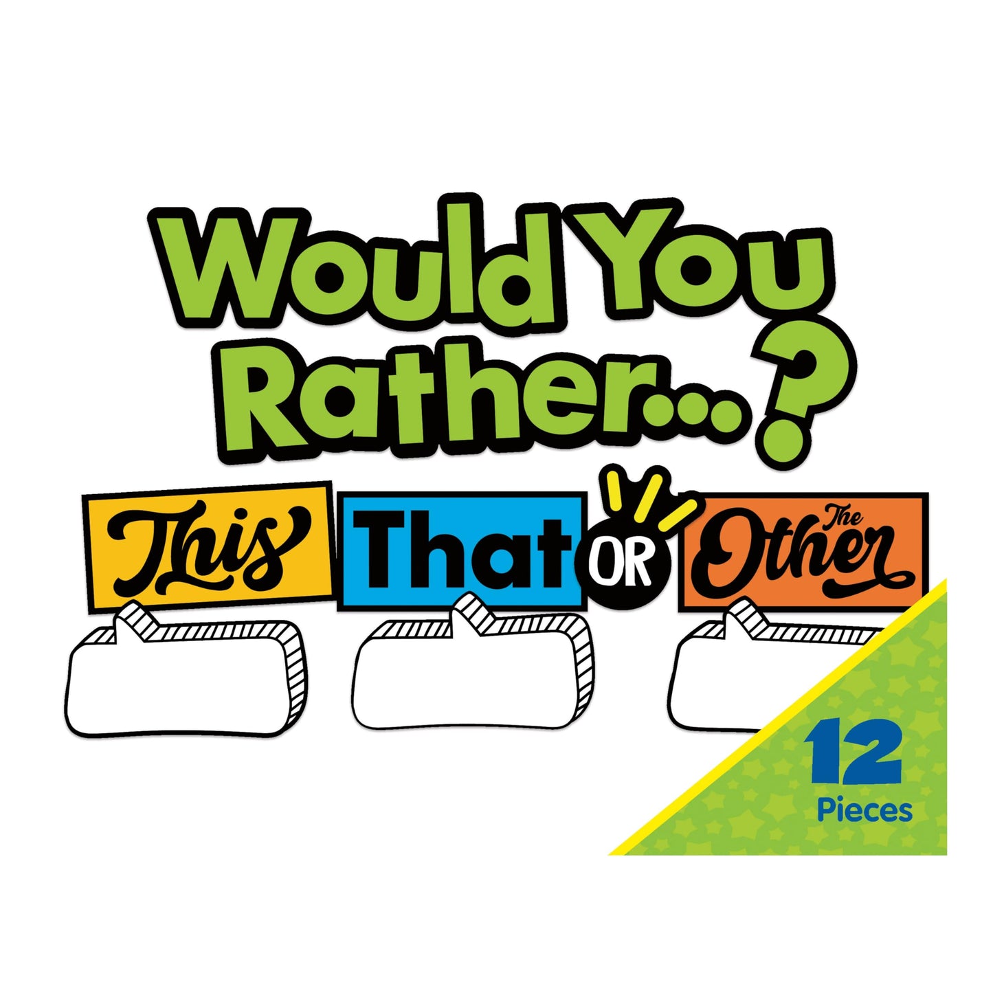 Eureka 661003 Would You Rather Interactive Mini Bulletin Board Set with Dry Erase Headliners, Multicolor, 12 Pieces
