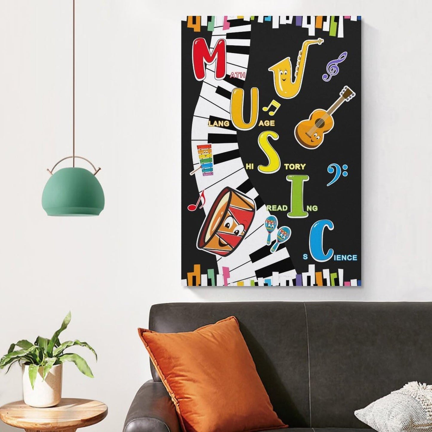 LINWDSB Music Themed Poster Musical Notes Wall Art Colorful Music Poster for Kids Students Classroom School Chalkboard Nursery Wall Back to School Supplies Unframe style 16x24inch(40x60cm)