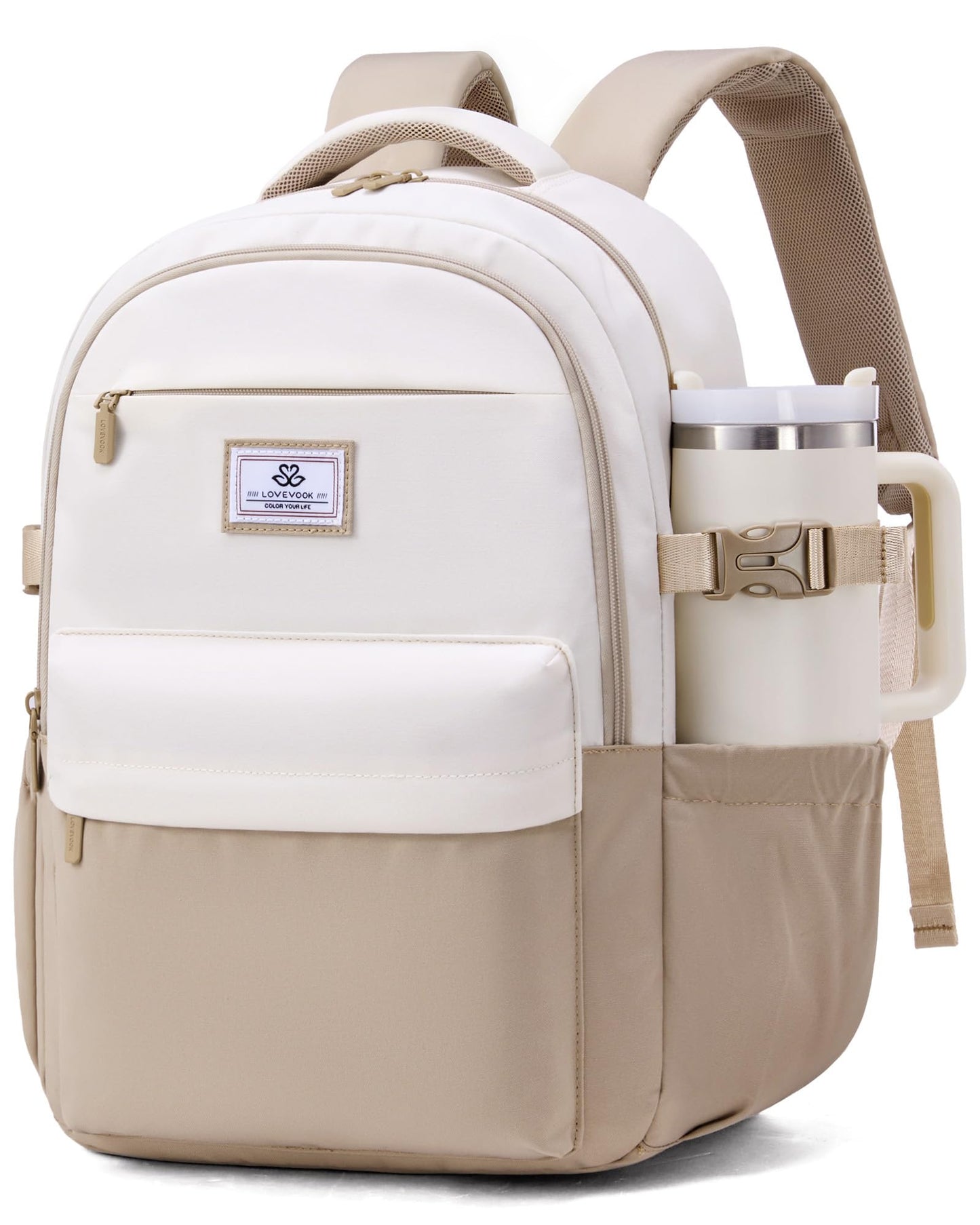 LOVEVOOK Laptop Backpack for Women Teens, 15.6" Computer Bag with 40oz Tumbler Buckle, College School Backpack,14 Pockets