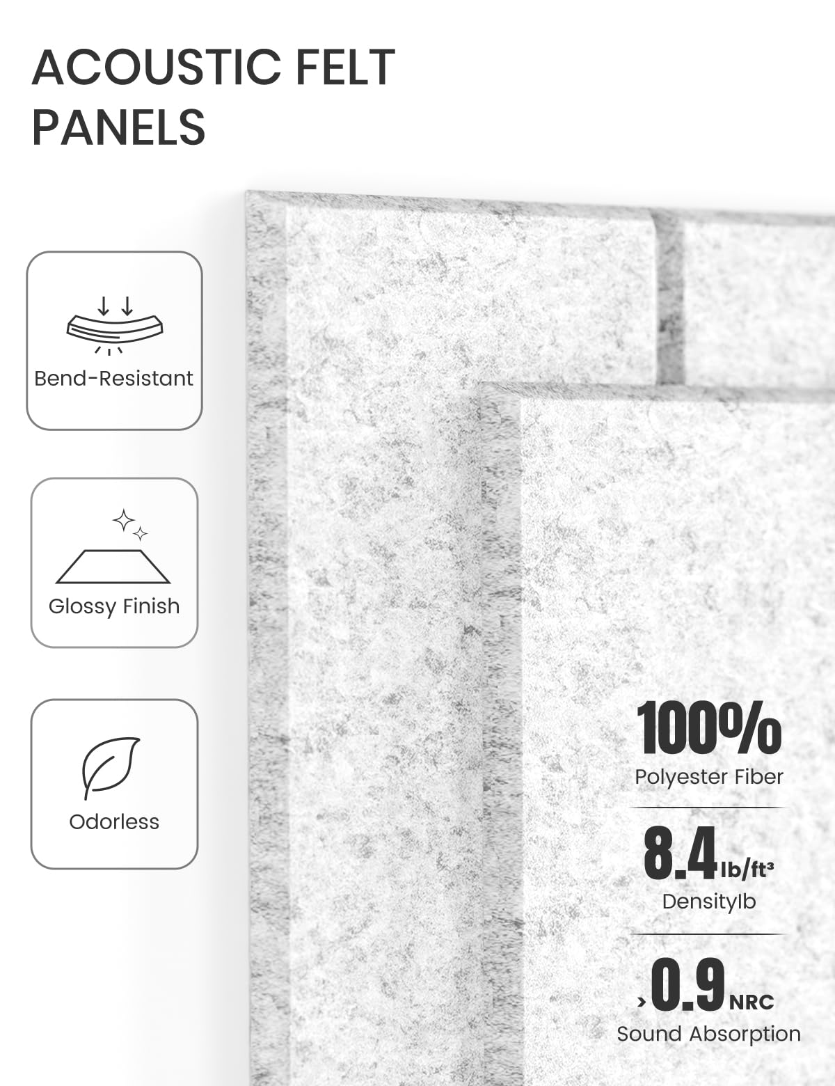 Felt Bulletin Board Tiles -28"x18" with 40 Adhesive Tabs, Cork Board Alternative for Office Decor, Push Pin Board Wall Organizer 6-Pack (Silvery Gray)
