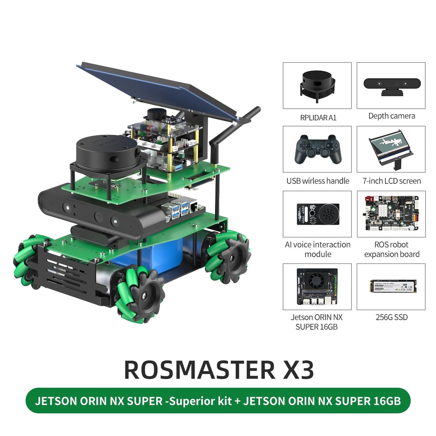 Yahboom ROS2 Python Programming Robot Kit Jetson Powered Educational Robot AI Voice Module, AI Vision Mapping Navigation 360°Move for Mechanical Engineers(Sup Ver-with Orin NX Super 16GB)