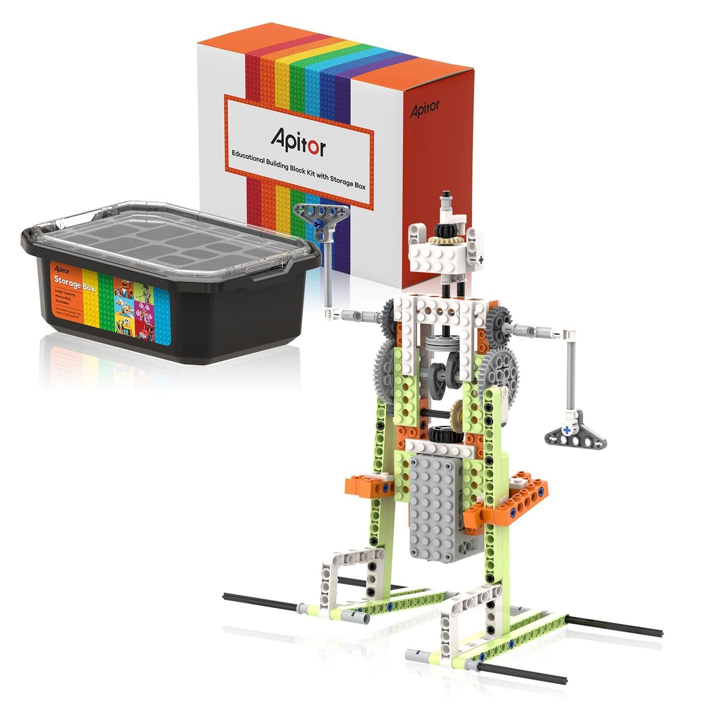 Apitor Robot E STEM Kits - Includes Large Storage Organizer, 14 in 1 Electric Building Toys with Learning Materials, Educational Construction Science Kit for Kids 8-10 10-12 Christmas Birthday Gift