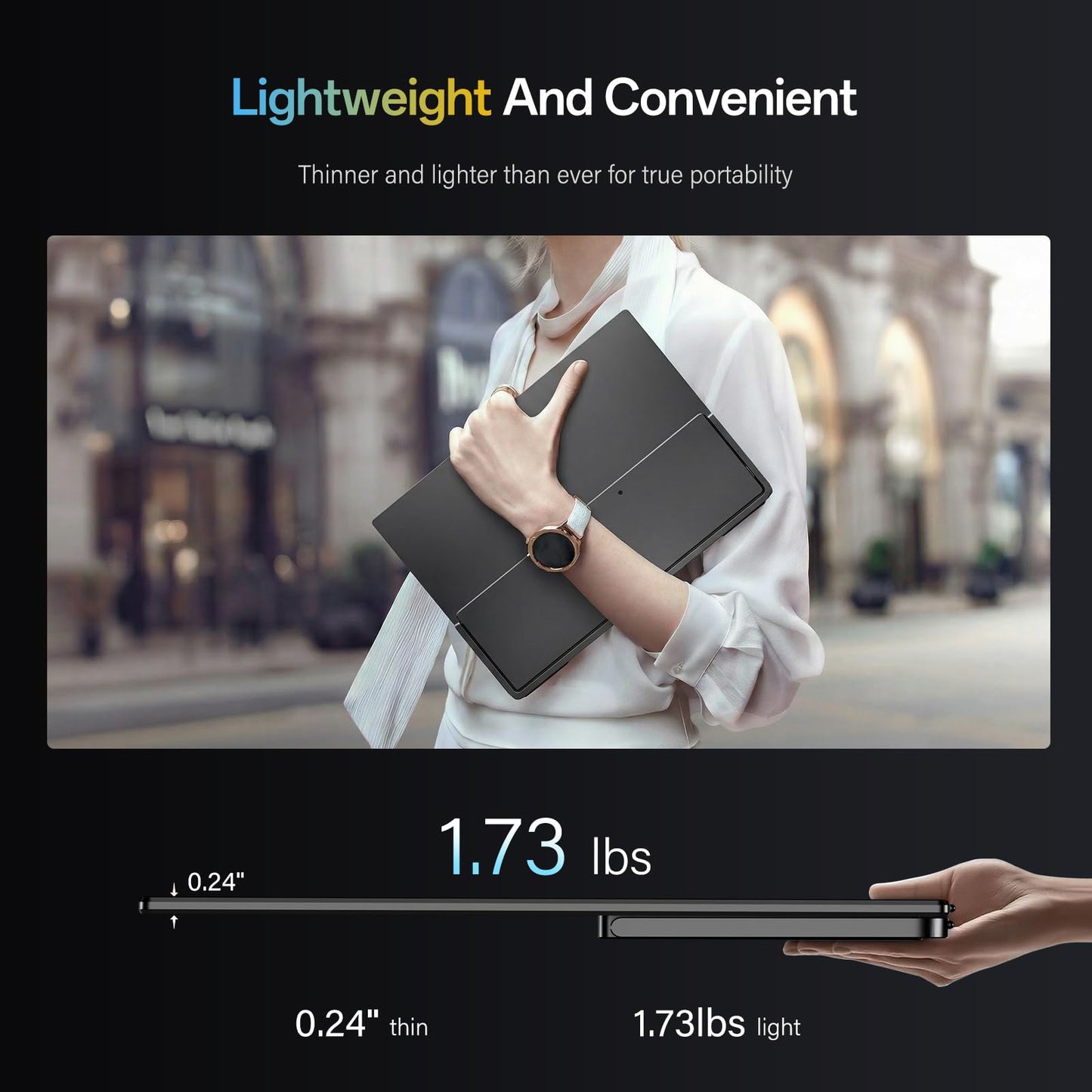 InnoView 16" Portable Monitor 144Hz Portable Gaming Monitor with Protective Sleeve, 1200P FHD External Monitor, Lightweight, Extra Second Screen for Laptop, PS5, Mac, Xbox (Not Includes Adapter)