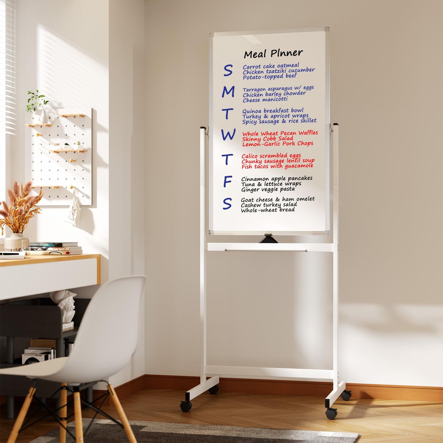Large Rolling Whiteboard on Wheels, 40" x 24" Double-Sided Mobile White Board with Stand, Portable Standing Magnetic Dry Erase Board Easel for Home Office Classroom School, Silver