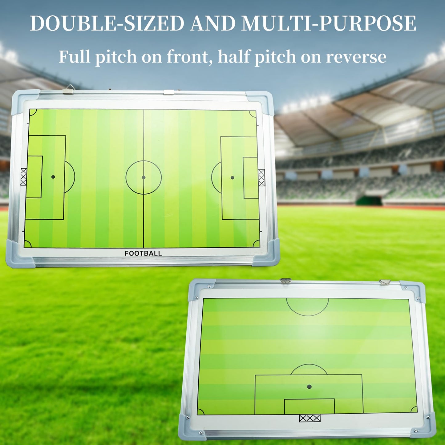 Suprwin Soccer Coaching Board with Magnetic Pieces, Dry Erase Markers, Soccer Tactical Presentation Clipboard for Soccer Coaches - Durable, Magnetic, Perfect Size (Soccer, Green)