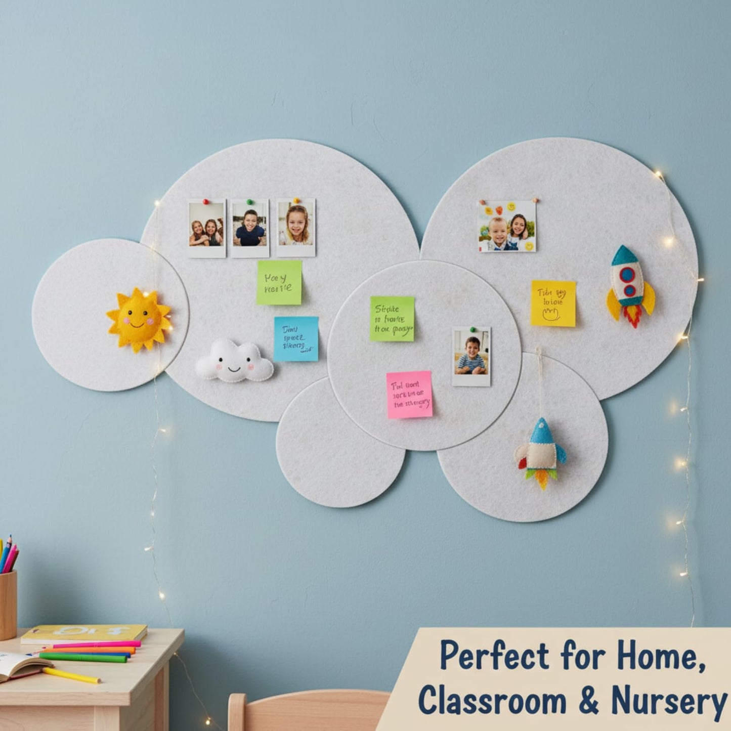 Yerliker 6 Pcs 55 x 30 Inch Felt Bulletin Board Tiles – Self-Adhesive, Thick Splicing Felt Panels for Home, Classroom, Nursery & Playroom Wall Decor – Push Pin Friendly(Ivory Tan)