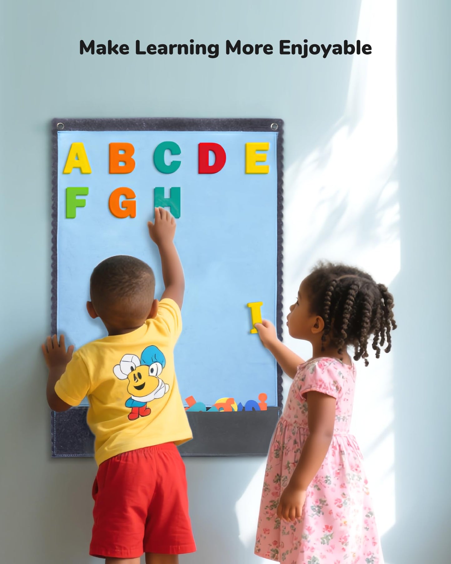 CHEFAN Felt Board - Large Flannel Board for Wall, 104 Felt Letters, 32'' X 22'' Interactive Storytelling & Play Learning for Home & Classroom Use(2 Sets of Uppercase&Lowercase Letters)