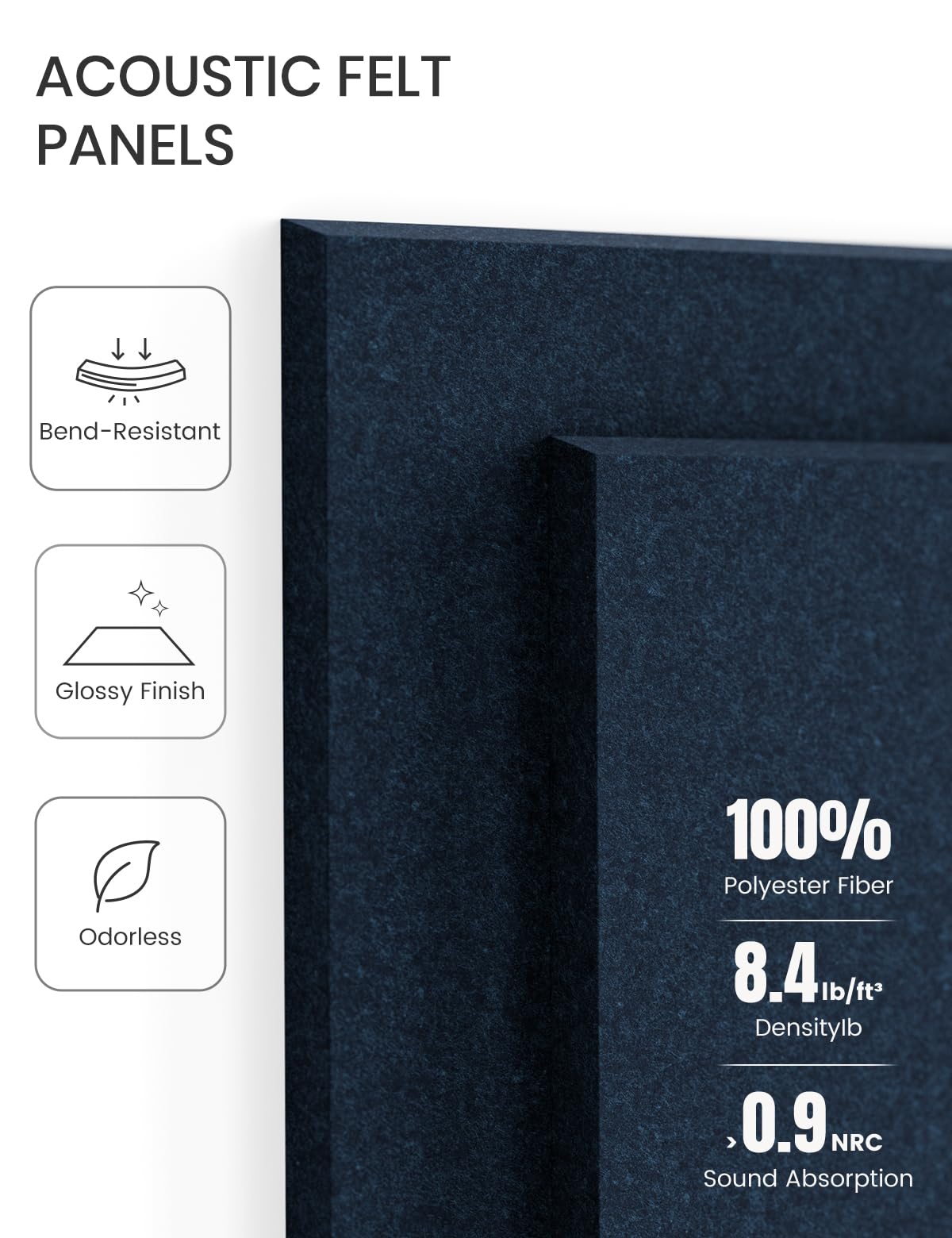 Felt Bulletin Board Tiles -28"x18" Cork Board Alternative for Office Decor, Push Pin Board Wall Organizer 6-Pack - Carbon Blue