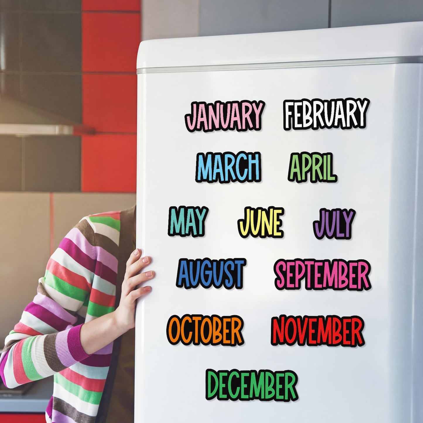 LemonSecret 12 Pcs Magnetic Monthly Headliners Months of The Year Bulletin Board Set whiteboard Calendar Month Headers for Classroom Decoration (Chalkboard)