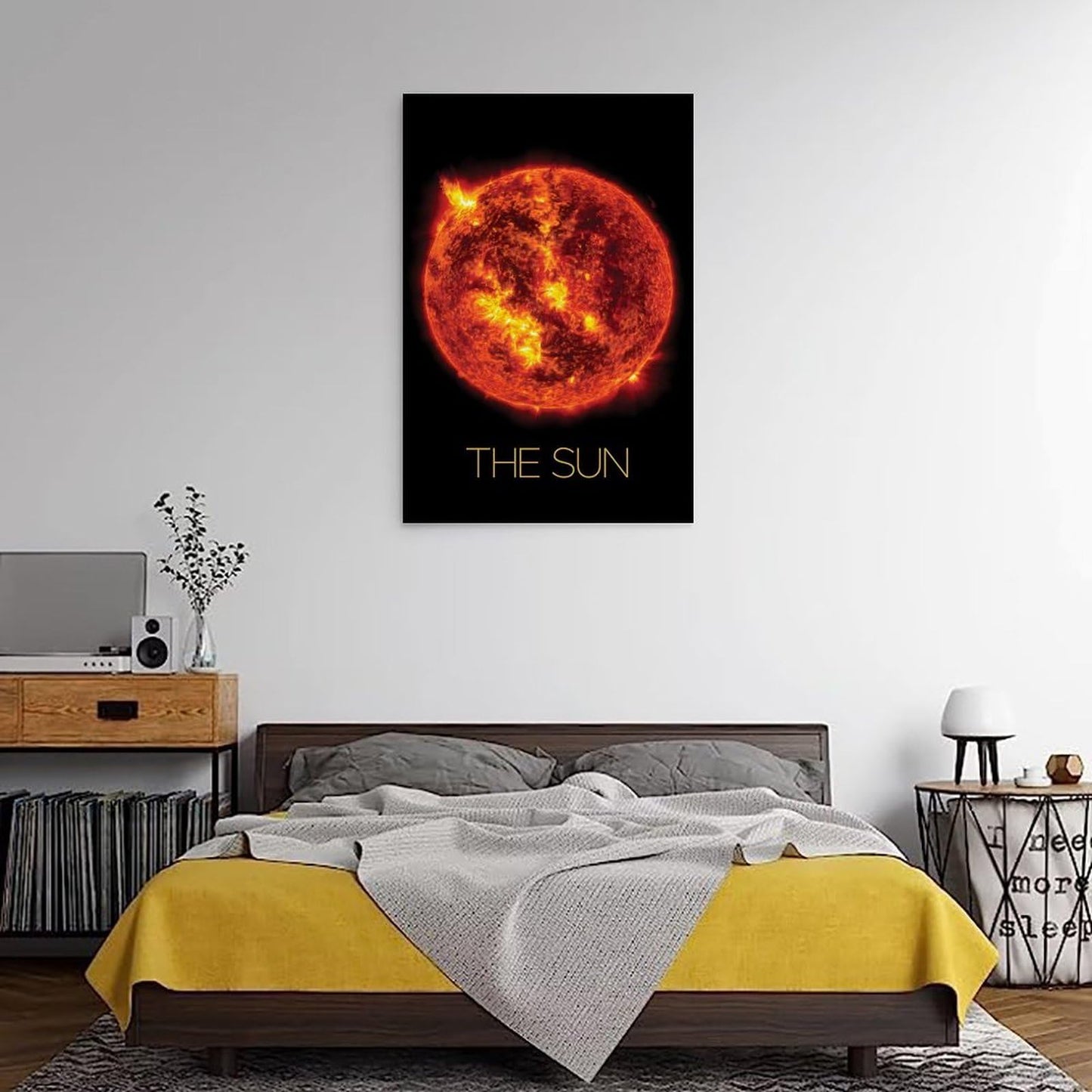 Solar System Planets Canvas Wall Art - The Sun star Space Poster for Kids Room Bedroom Classroom, STEM Educational Astronomy Decor, Science Gift for Boys Girls, 16x24 Inch Framed