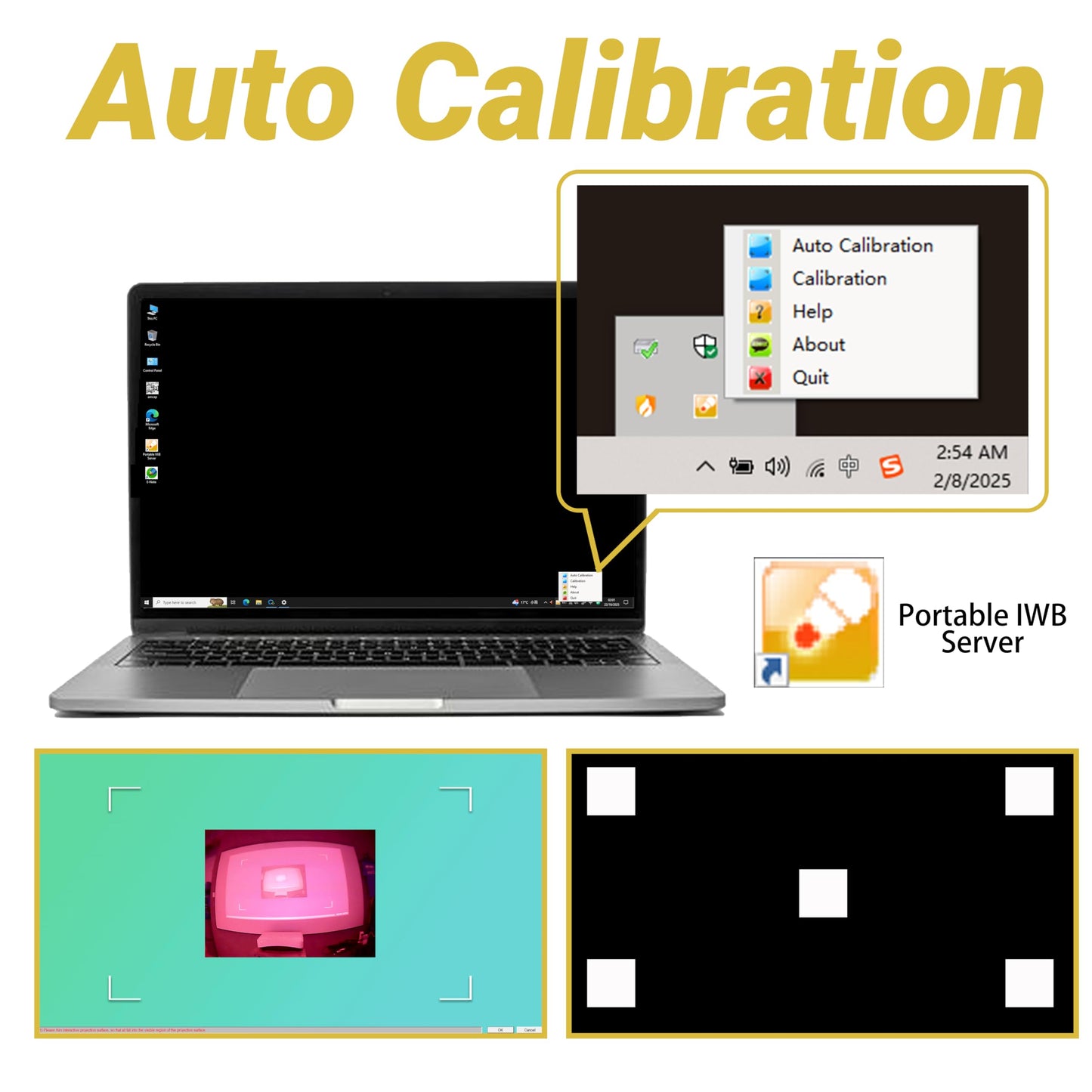 Interactive Whiteboard System -Smart Whiteboard with Electronic Pen, Compatible with Long Focus Projection, for Home Office Classroom and Presentation, Only for Windows