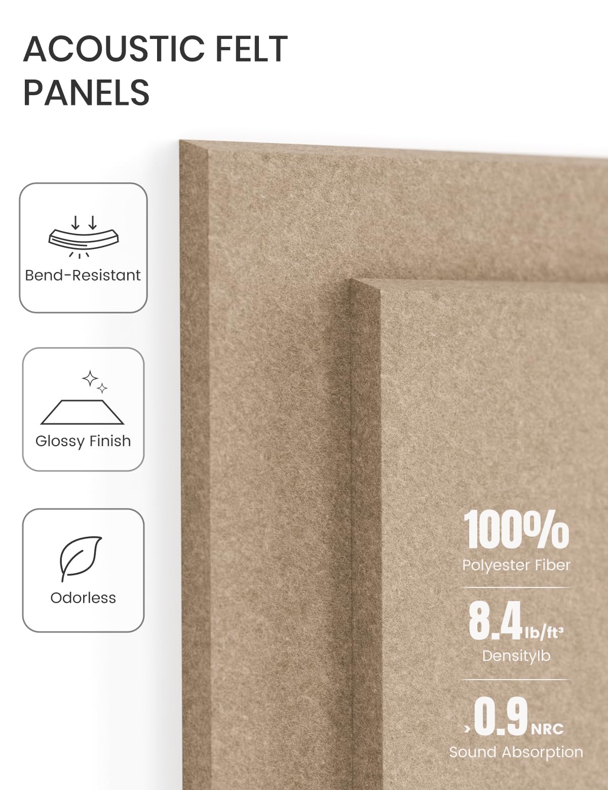 Felt Bulletin Board Tiles -28"x18" Cork Board Alternative for Office Decor, Push Pin Board Wall Organizer 6-Pack -Taupe