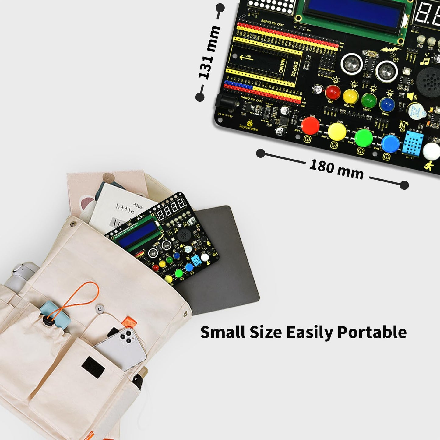 KEYESTUDIO Inventor Starter Kit for Arduino ESP32, Hardware Comes Pre-Connected, Easy to Get Started Coding and Electronics, 30 Projects, 15 Modules, STEM Educational Set for Adults Teens