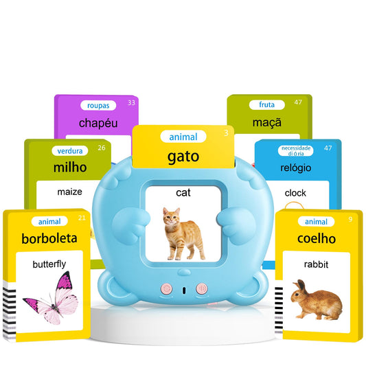 Portuguese (Brazil) & English Talking Flash Cards for Toddlers, Bilingual Flash Cards Learning Montessori Toys with 224 Sight Words, Speech Therapy Toys for Children Sensory Preschool Education Gifts