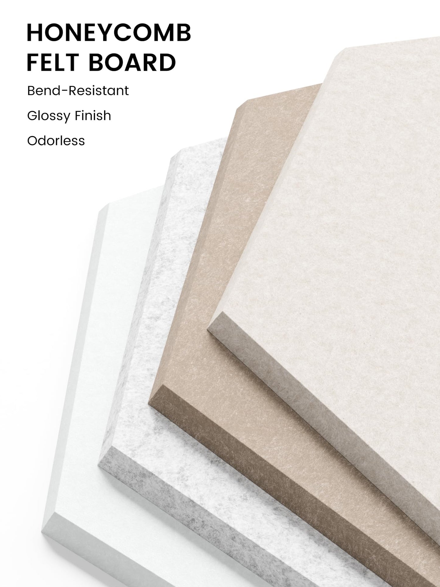 Fluxynara Hexagon Cork Board Alternative for Walls Decor-8-Pack Felt Bulletin Board Tiles,with 30 Pushpins,50 Adhesive Tabs for Office,Classrooms & Home Pin Board Felt Board-Stone Beige