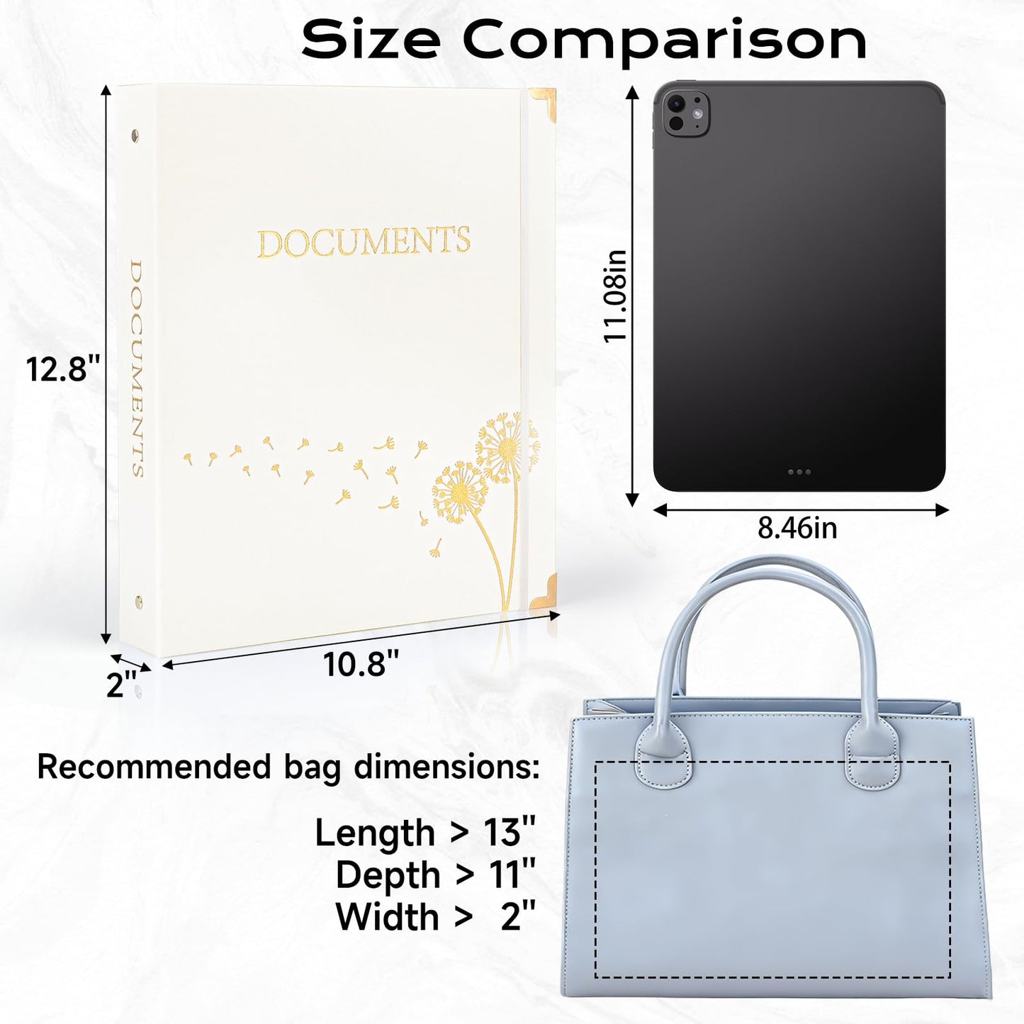 XKDOUS Aesthetic Document Organizer Linen Folio Folders with Pockets, 3-Ring Accordion Storage Binders Expanding File Folder for Important Papers, Documents and Files