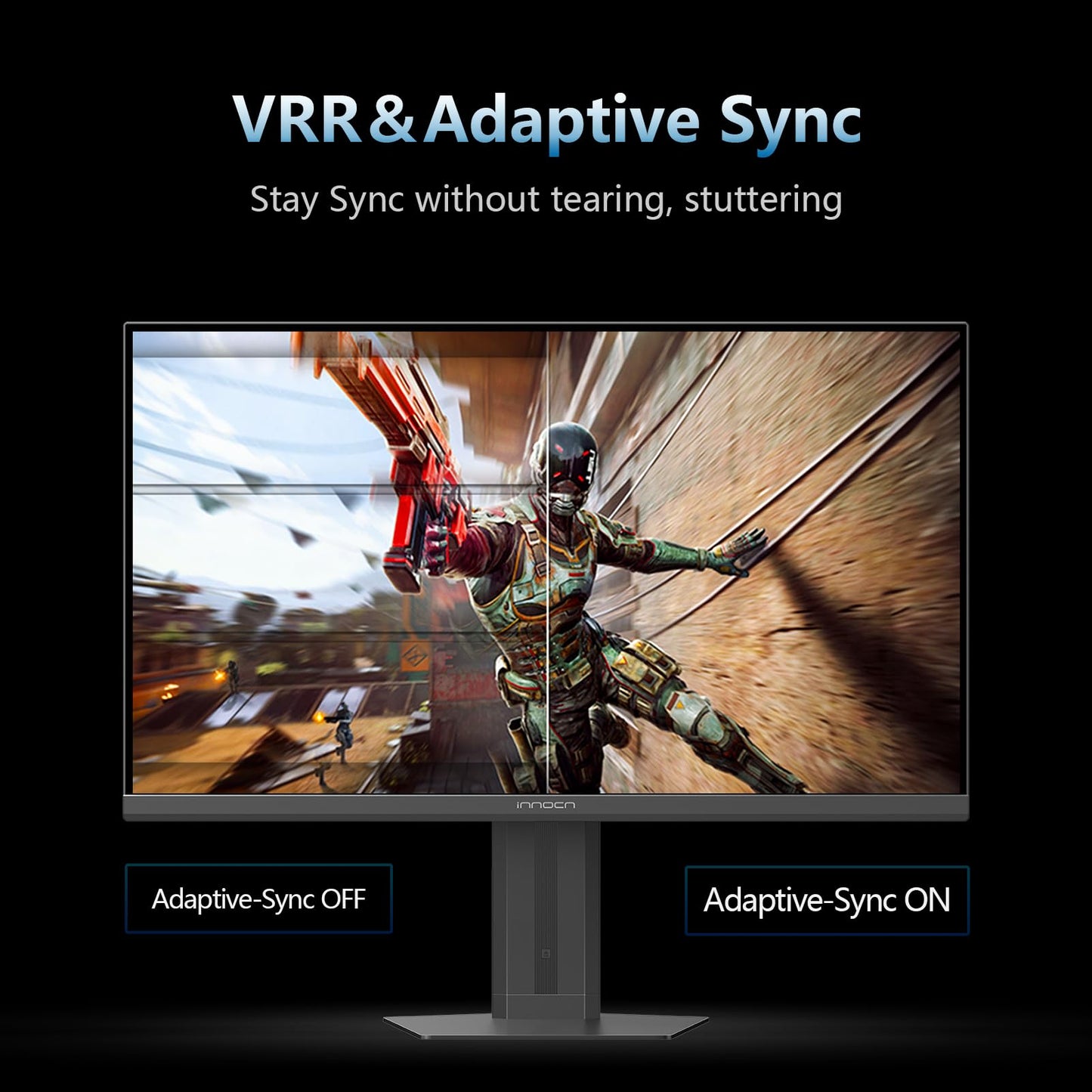 INNOCN 27" Gaming Monitor 2K QHD 2560 x 1440P 240Hz 320Hz 1ms IPS PC Computer Display, HDMI 2.1, DP 1.4, HDR 400, Eyes Care, Height/Pivot Adjustable, VESA Mountable, 27G2T
