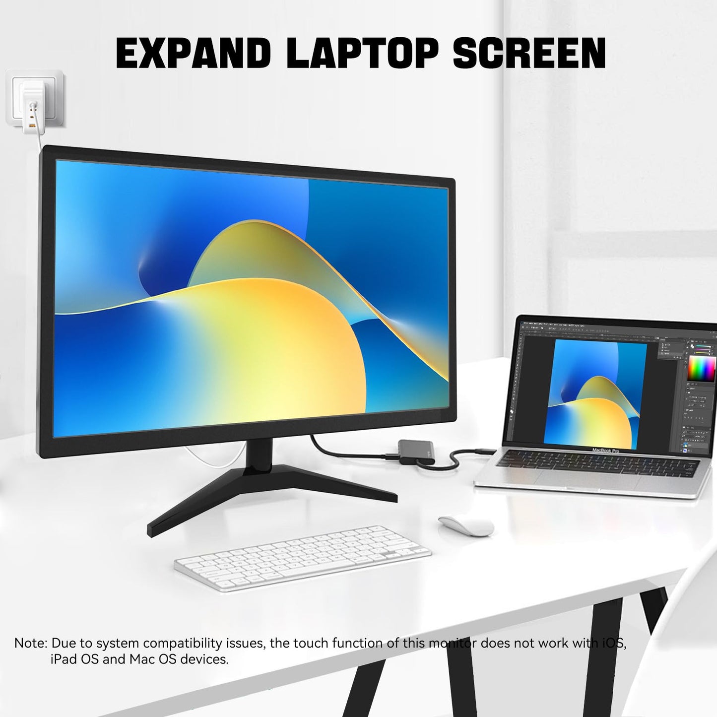 ERCGWOP Touchscreen Monitor 22 Inch FHD 1920x1080P IPS PC Monitor, 10-Point Touch Screen Computer Display with HDMI VGA USB Ports, Built-in Speakers, VESA Mountable