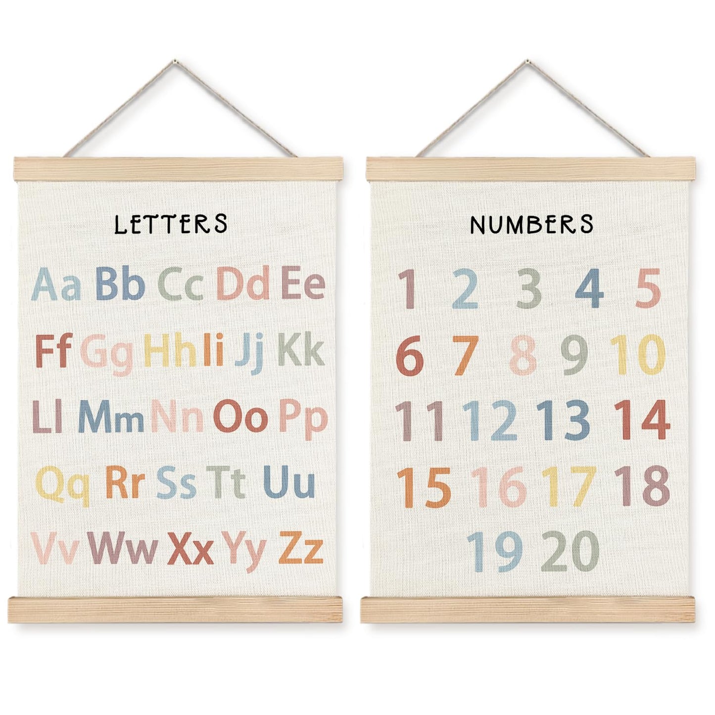Supwhd Classroom Wall Decor, Numbers and Alphabet Educational Wall Art Poster, Alphabet ABC Numbers from 1 to 20 Poster Wall Decor for Toddler Kids Room Playroom Classroom, 12x16 Set of 2