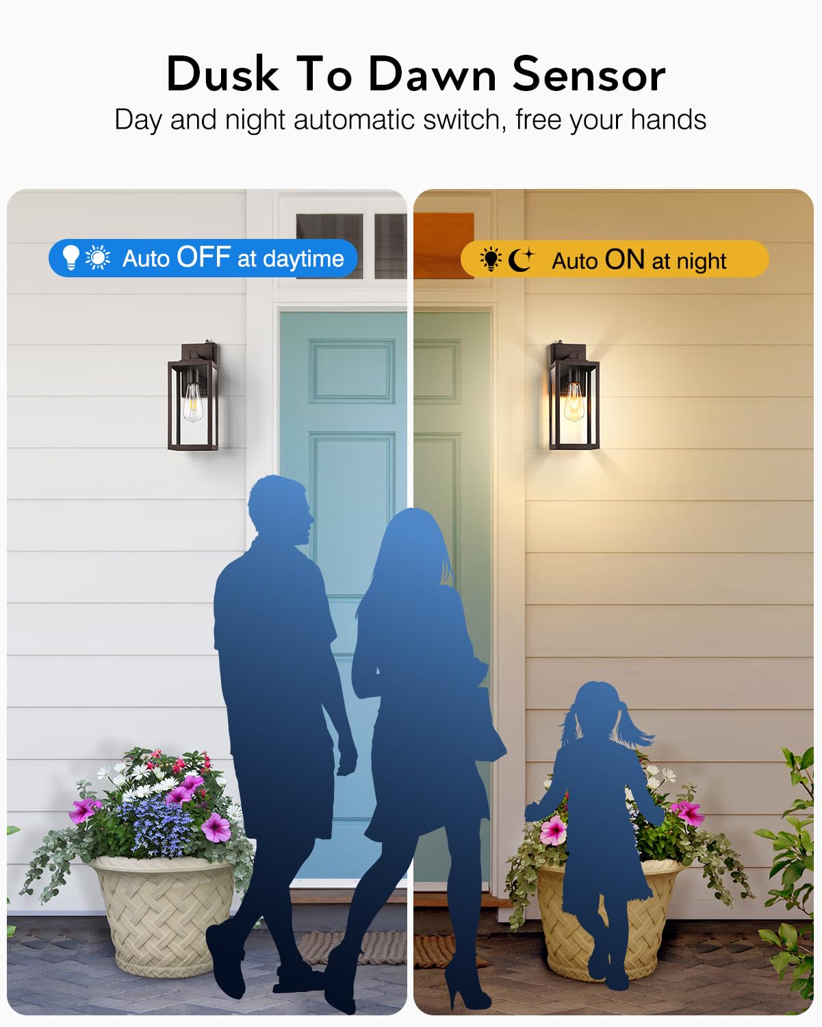 VIANIS Outdoor Wall Sconce Lantern, Oil Rubbed Bronze, Tall D2D, Model V8138, 2 Pack